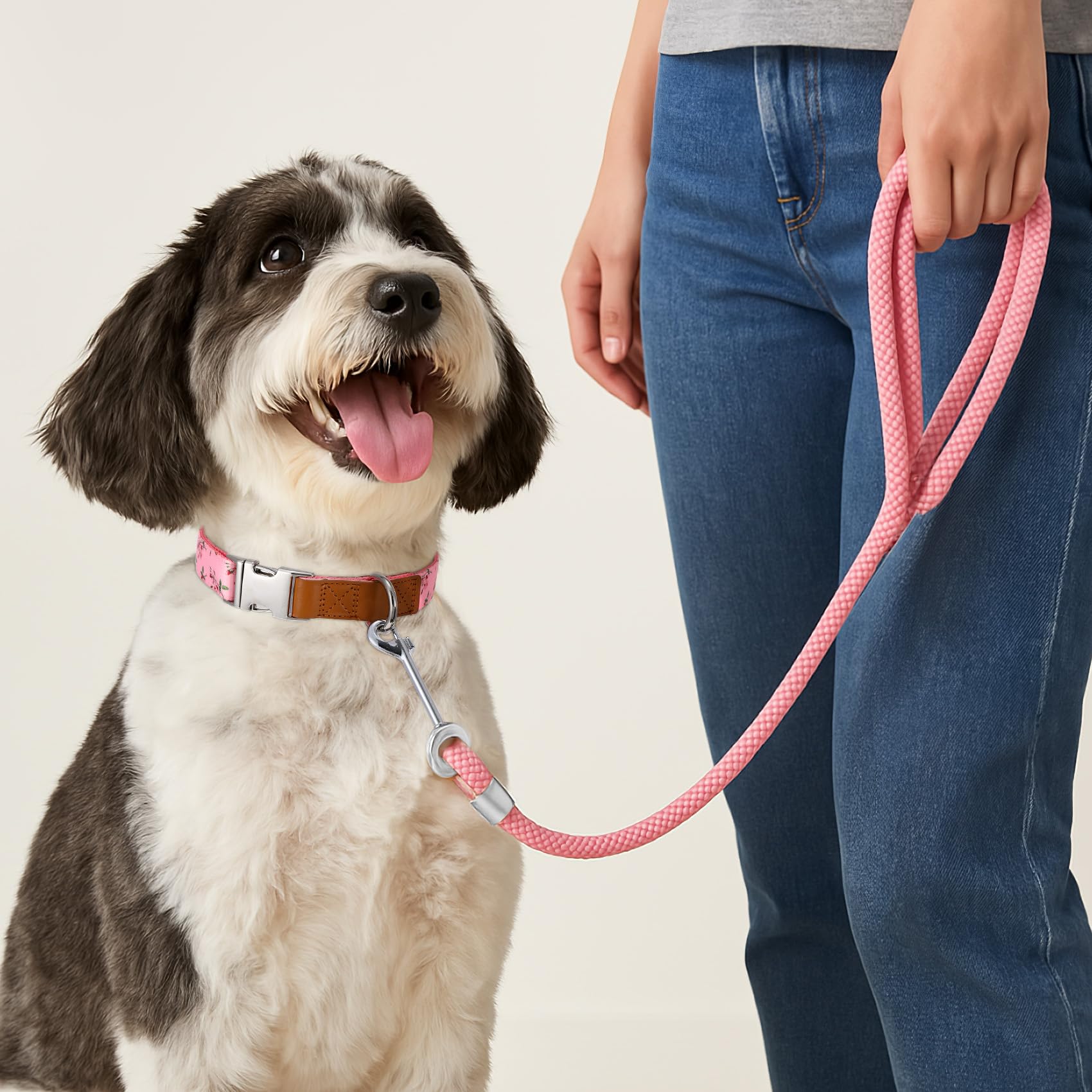 Whippy Floral Dog Collar With Quickly Release Metal Buckle Adjustable Cute Pink Rose Collars For Large Medium Small Breeds