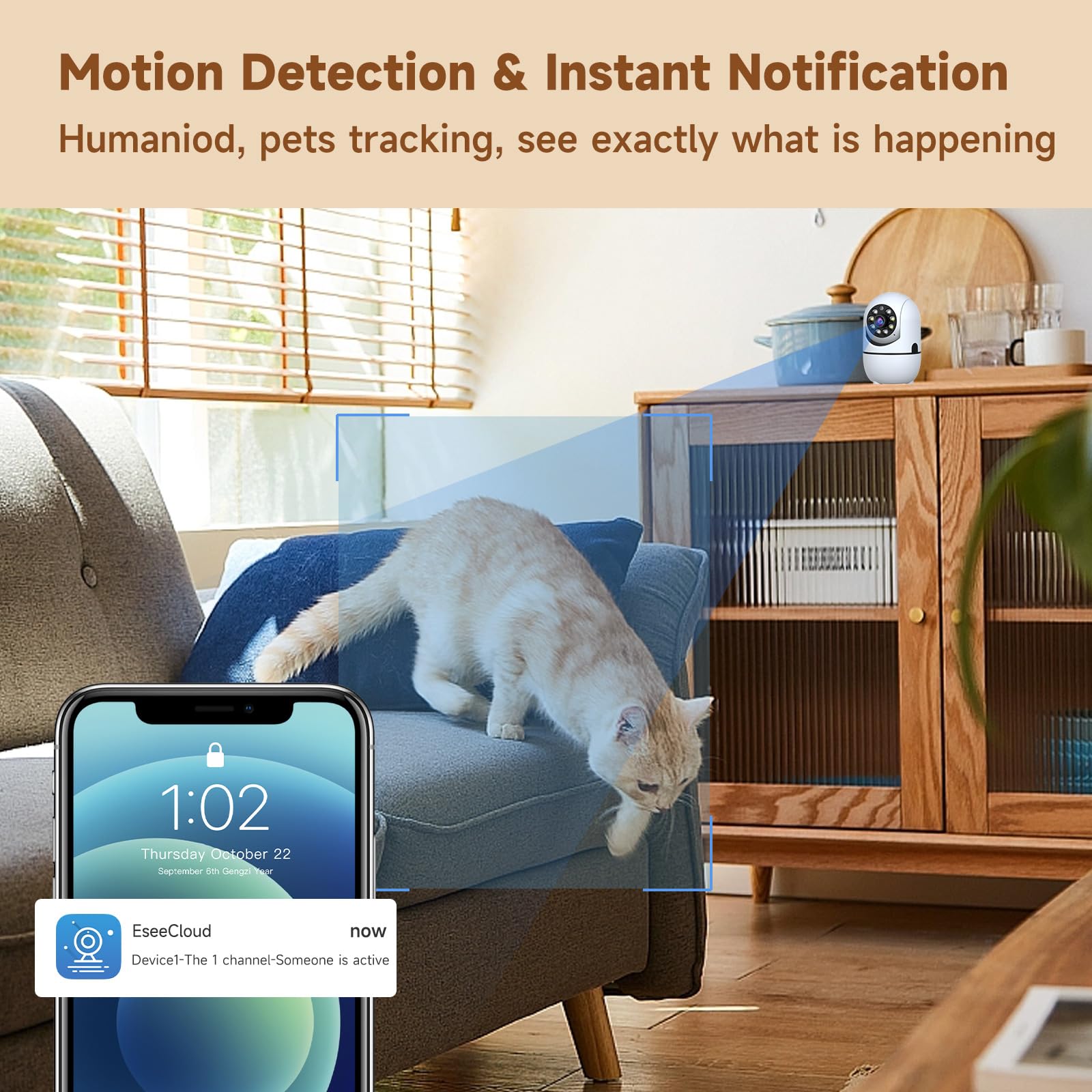 JAIOTlink 1080P Indoor Camera Wireless for Home Security, 5G&2.4G WiFi Baby/Dog/Pet Camera with Phone APP, Color Night Vision, M
