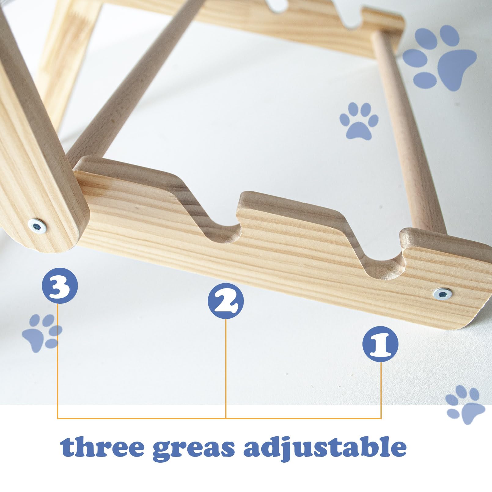 Muyg Wooden Cat Lounge Chair,Natural Solid Wood Elevated Cat Beach Chair With Sturdy Canvas,Adjustable Kitty Hammock Bed For Out