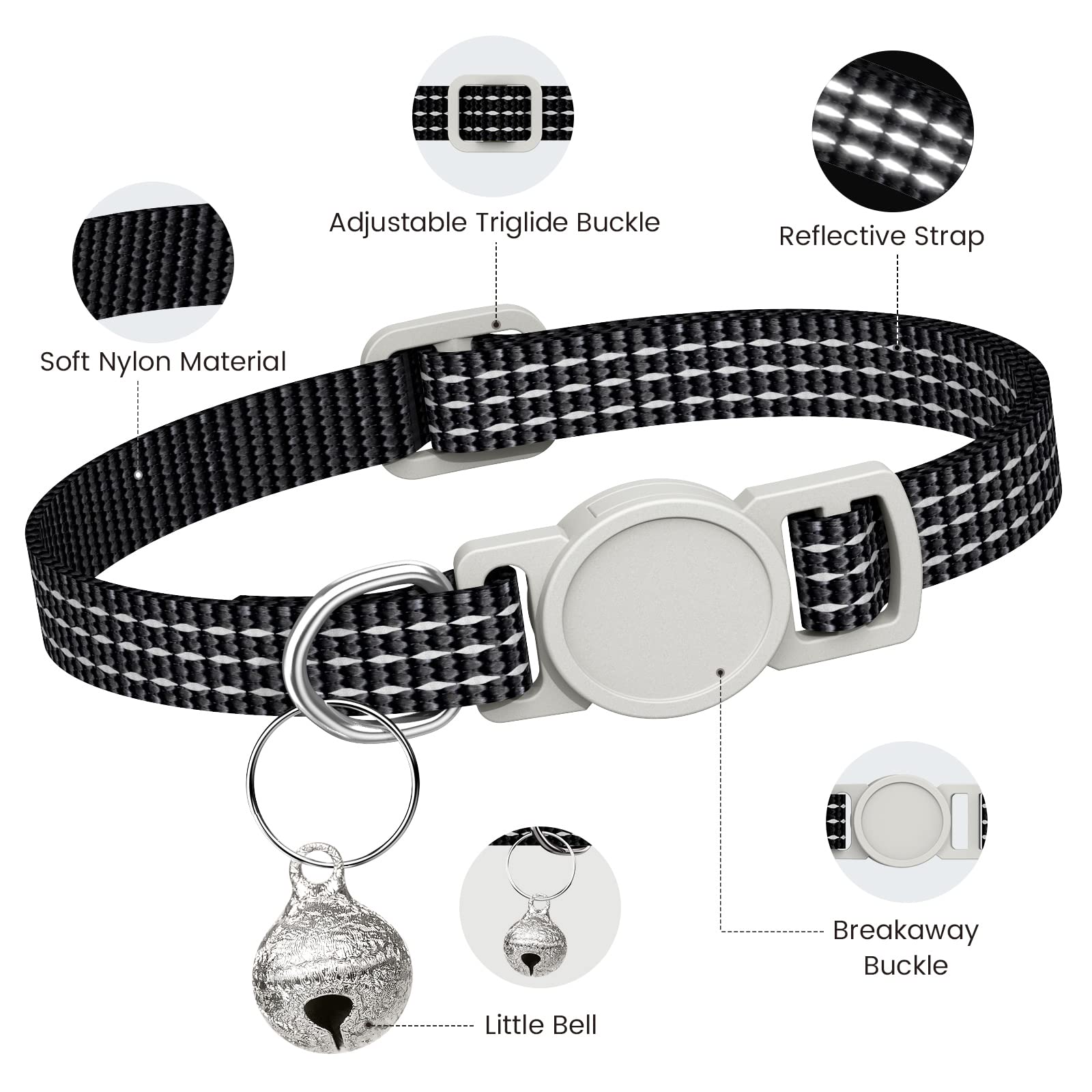 5 Pack Reflective-Breakaway Cat Collars With Bells,Adjustable Small Cat Collar,Ideal For Girl Cats Male Cats Kittens Puppies,Pet