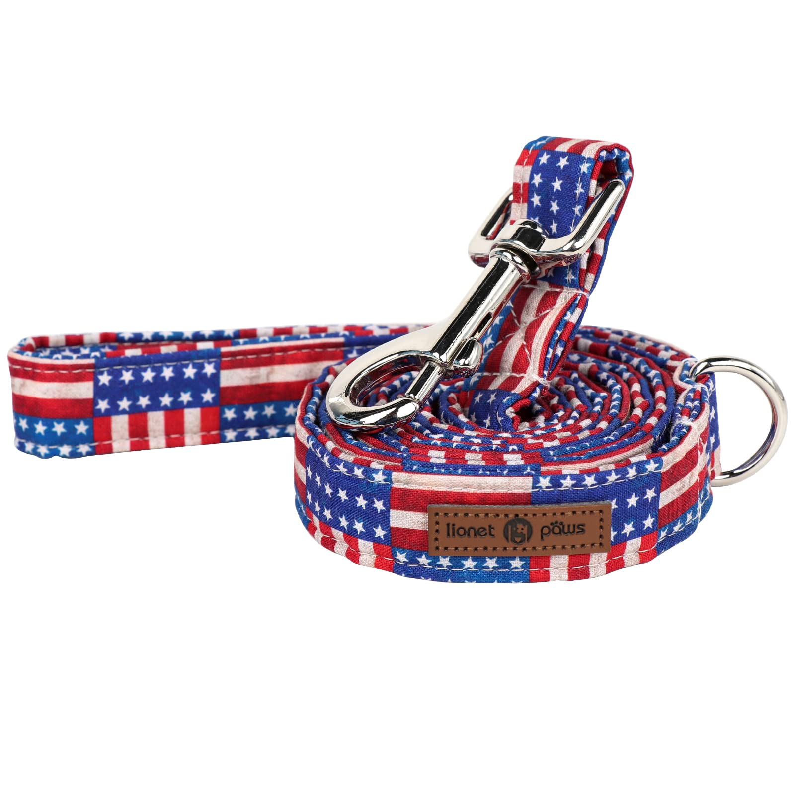 Lionet Paws Patriotic 4Th Of July American Flag Dog Leash Matching Dogs Collar For Medium Large Dog