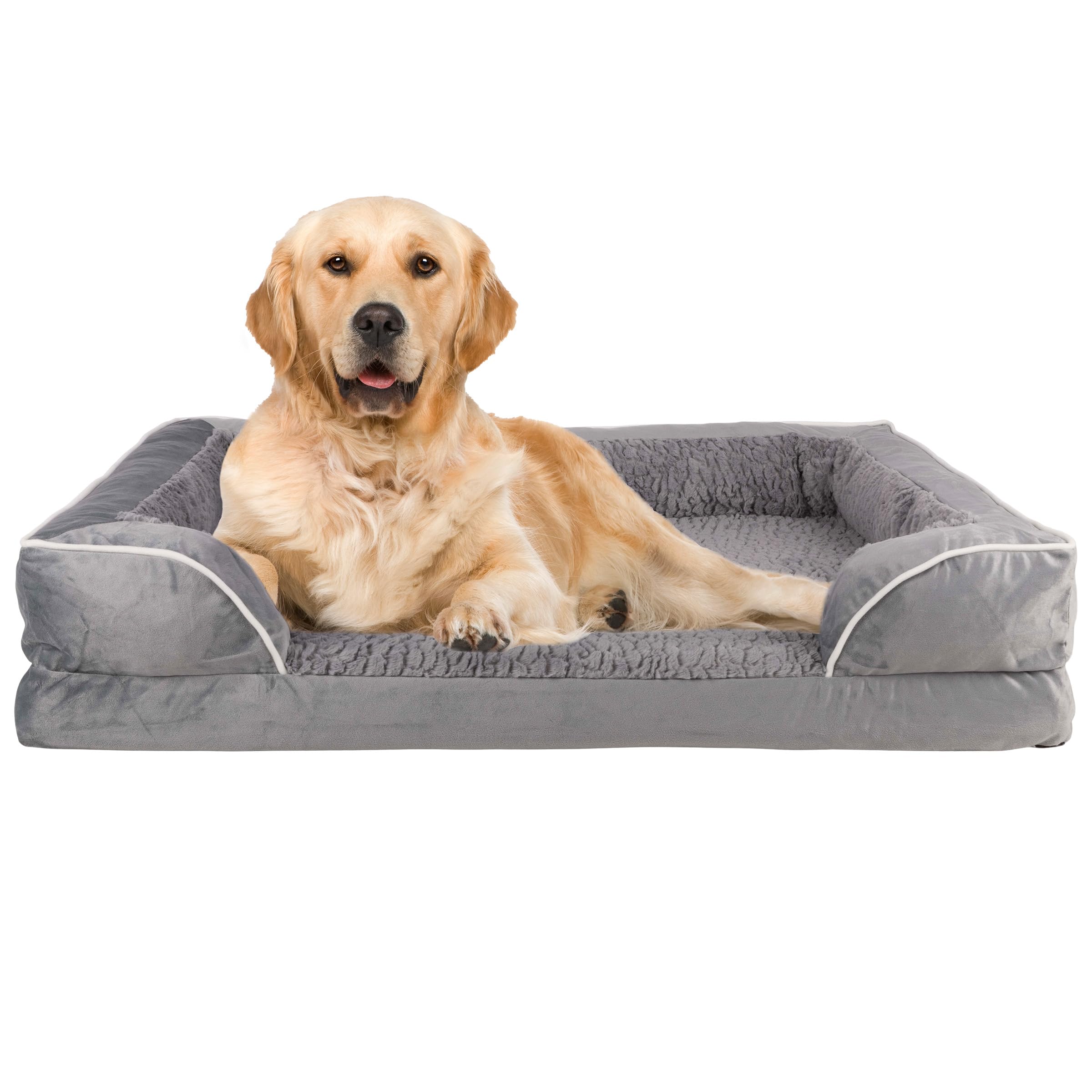 PETMAKER Orthopedic Dog Bed  42in Dog Couch Bed with Supportive Wraparound Bolster and Removable Washable Cover  EggCrate Foa