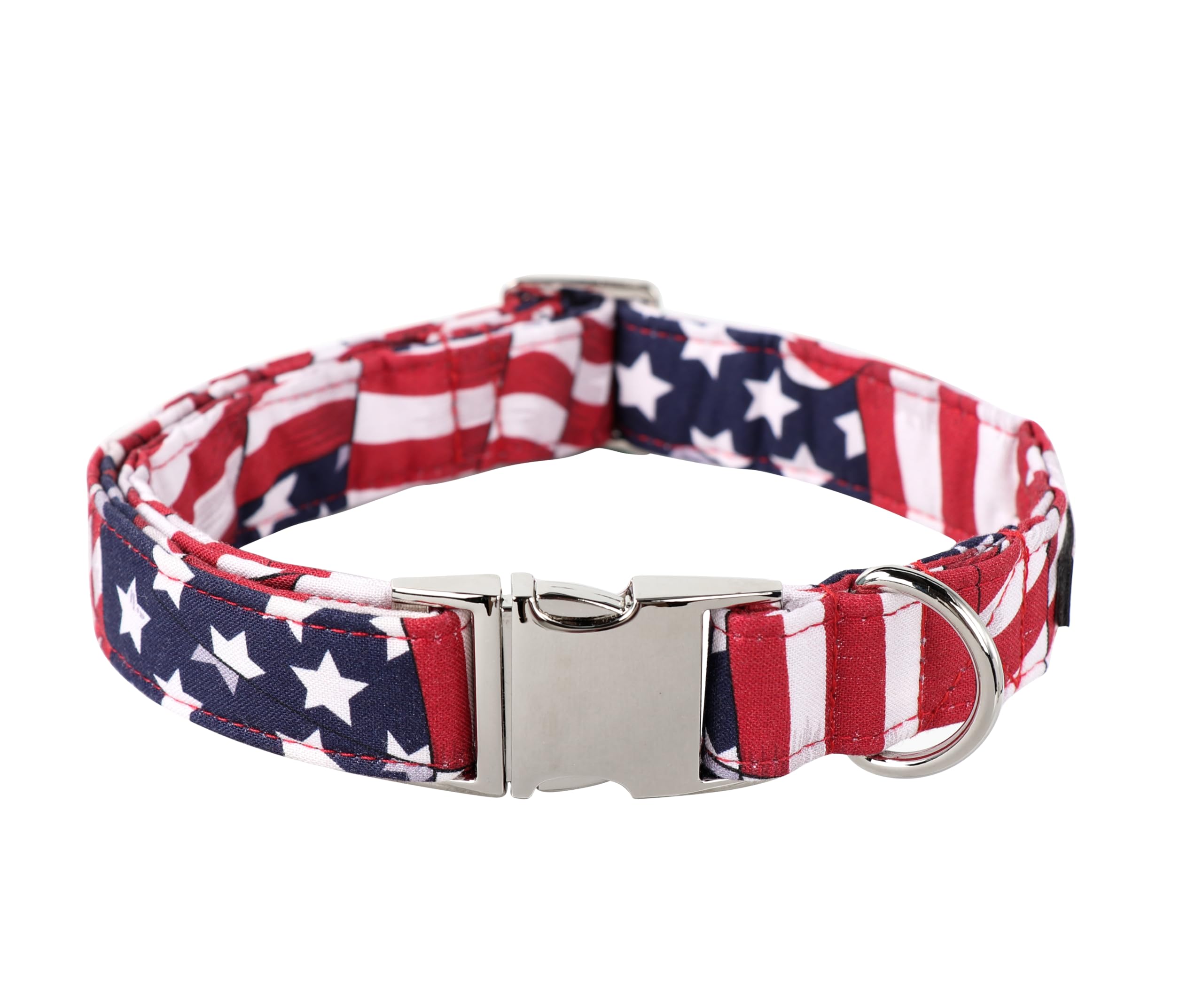 Lionet Paws Dog Collar, Comfortable Adjustable Cute Collar With Metal Buckle For Male Female Dogs, July Of 4Th, Medium, Neck 13.