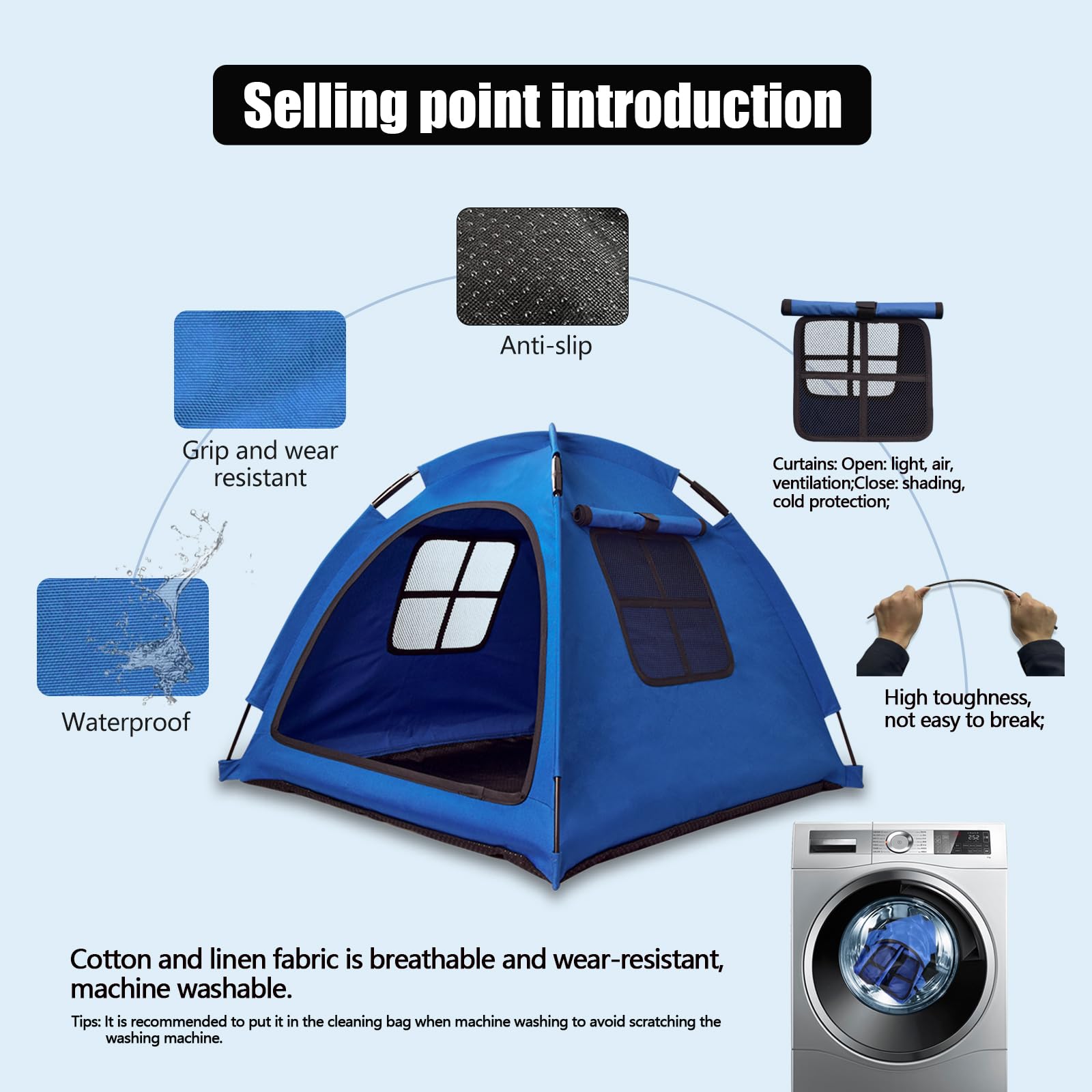 Nockovi Blue Cat Tent House?Cat'S Nest, Portable Indoor/Outdoor Pet Tent House For Cats, Puppies And Other Small Animals