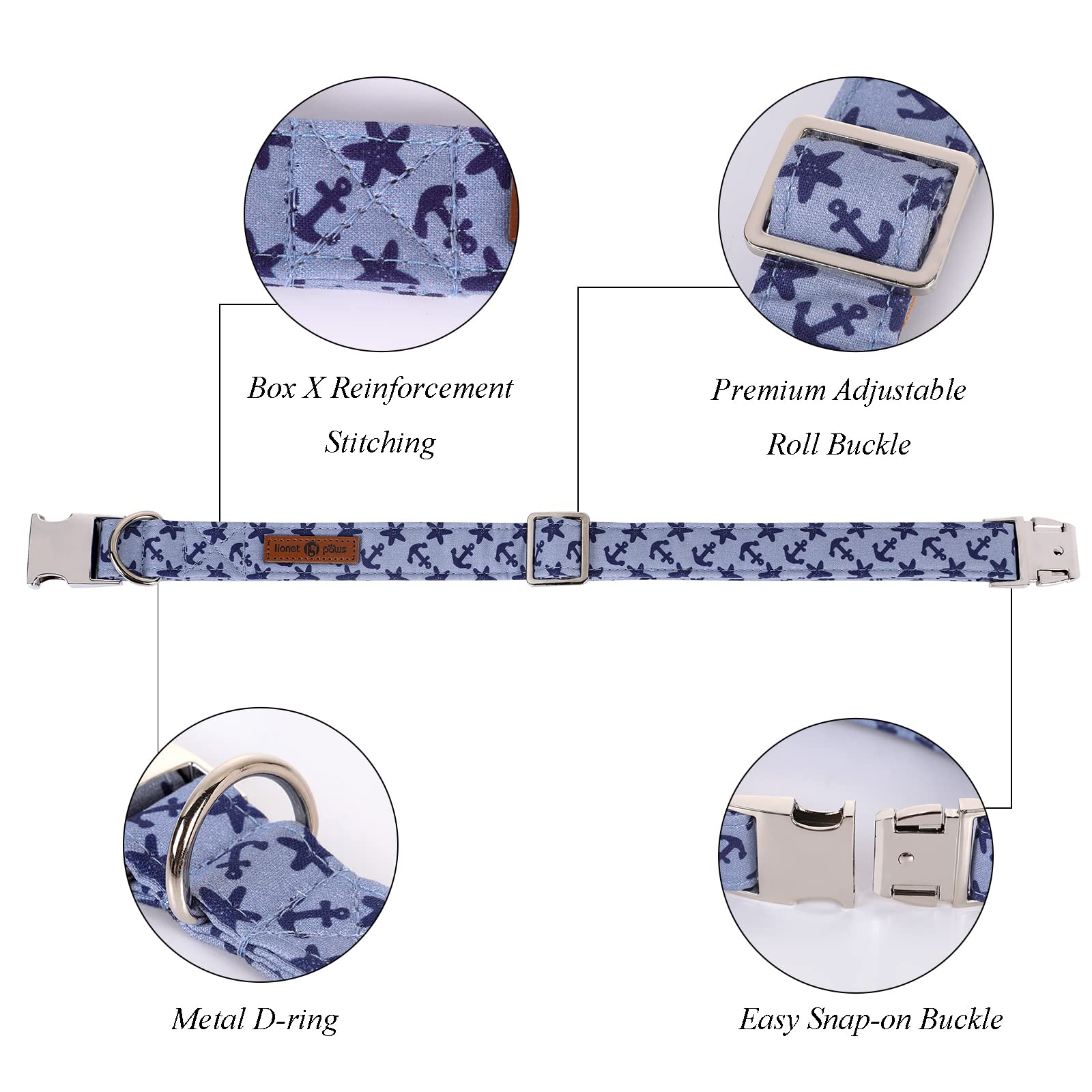 Lionet Paws Dog Collar With Flower, Summer Flower Collar For Dog,Adjustable Comfortable Dog Collar Gift For Puppy Small Medium L