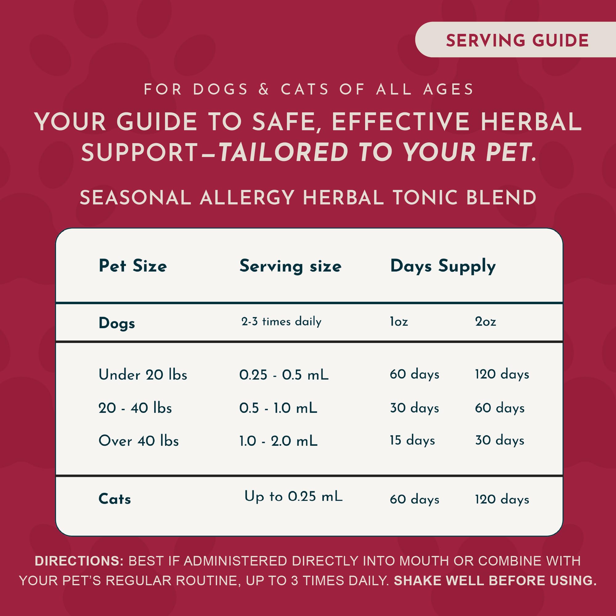 Animal Essentials Seasonal Allergy- Herbal Formula for Dogs & Cats for Occasional Allergy Relief, Sweet Taste, 100% Organic Huma