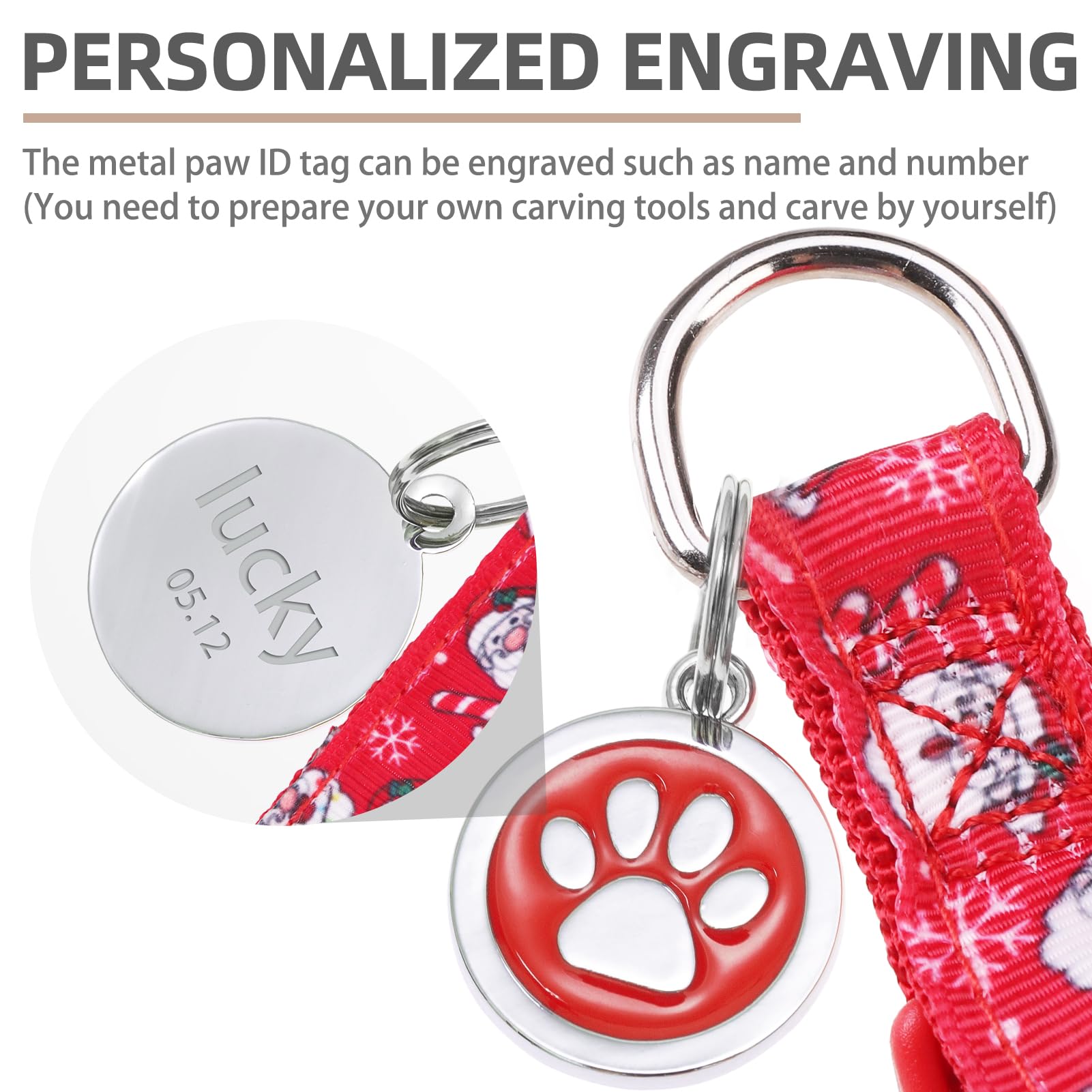 Pupteck No Pull Dog Harness Soft Adjustable Basic Nylon Step In Puppy Vest Outdoor Walking With Id Tag, Christmas, S