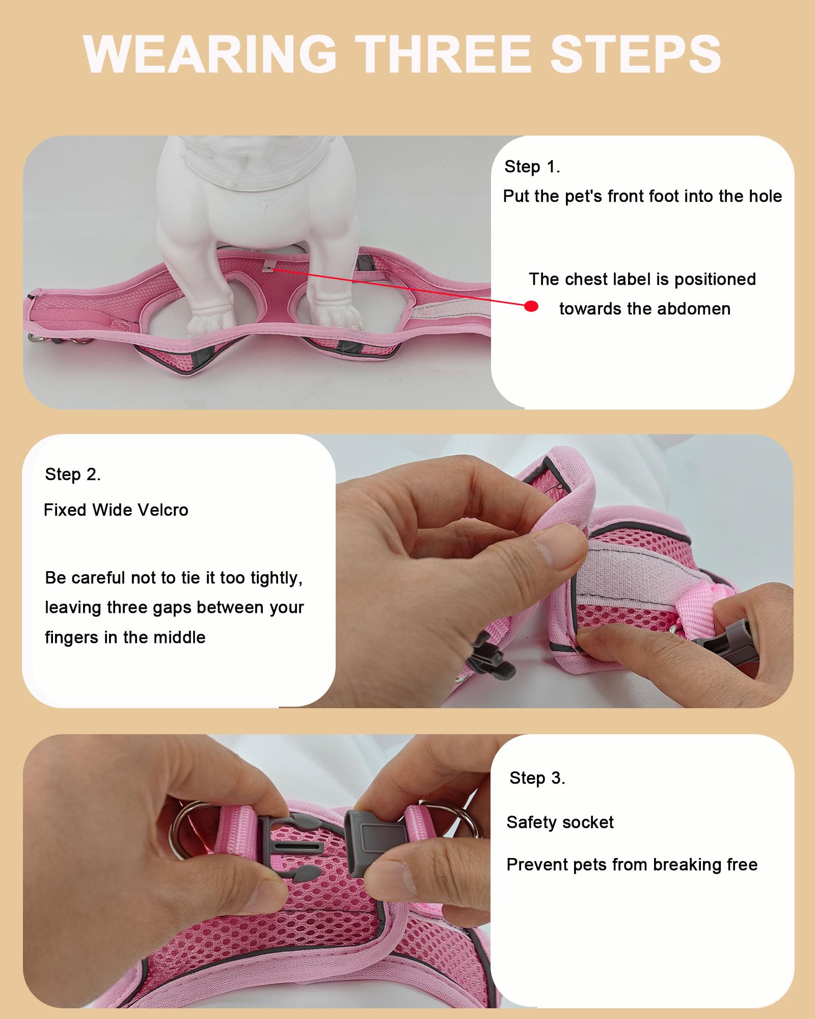 Jufoo Xxxs Pink Soft Mesh Dog Harness And Leash Set,No Escape Puppy Harnesses For Training Walking, Reflective Adjustable Puppy