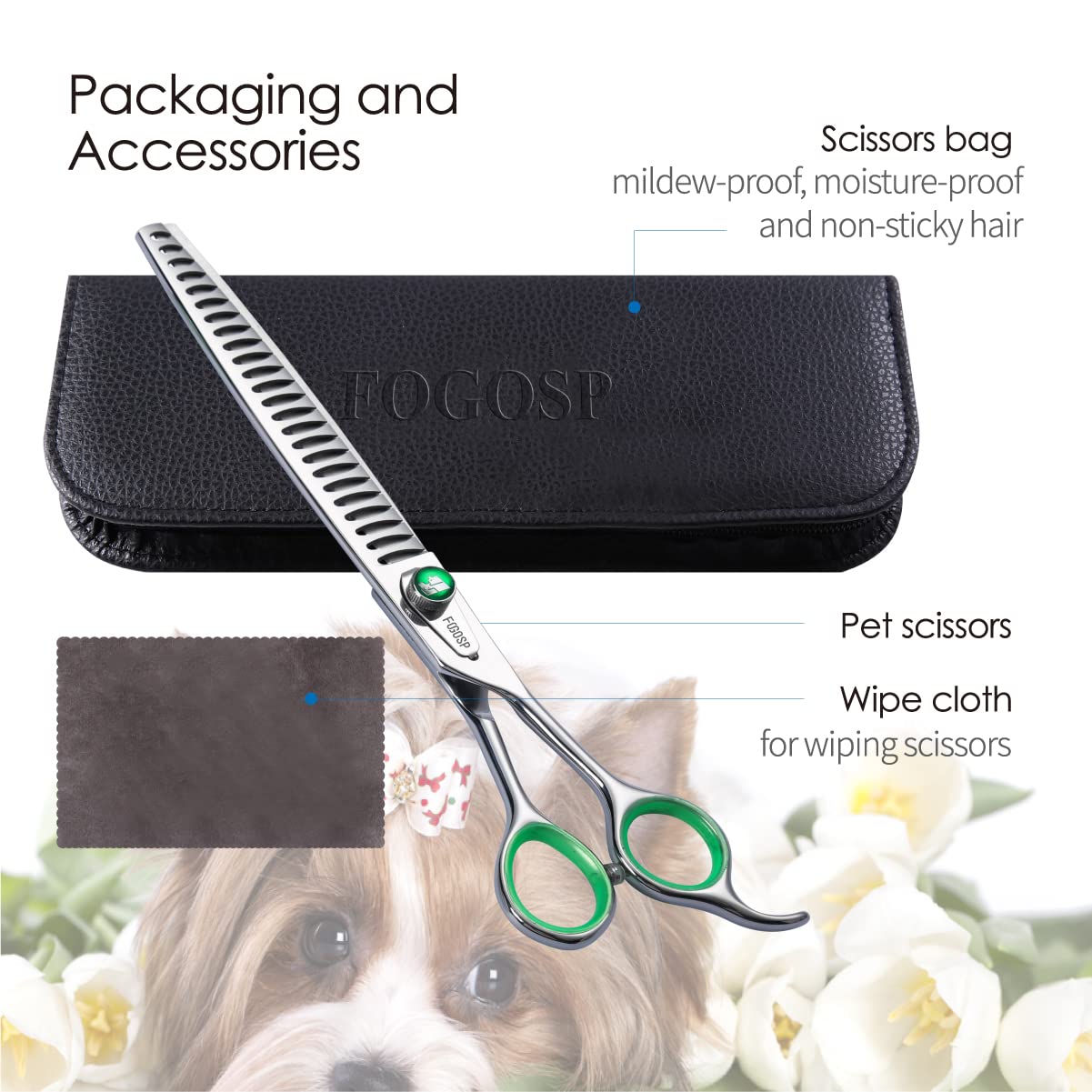 Fogosp Professional Chunkers Shears For Dogs 7 Inch Thinning Shears For Dogs Cats Pet Grooming Scissors Japanese 440C Stainless Steel 70% Thinning Rate 18 Teeth