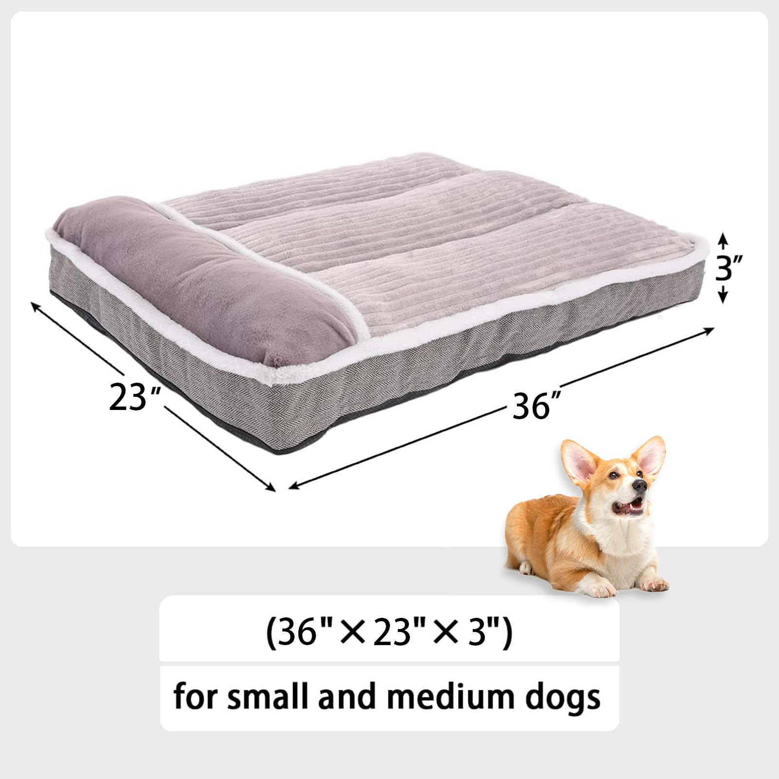 Windracing Dog Bed, Mattress With Pillow For Crate Kennel, Super Soft Sofa Pet Bed For Large, Medium & Small Dogs Breeds