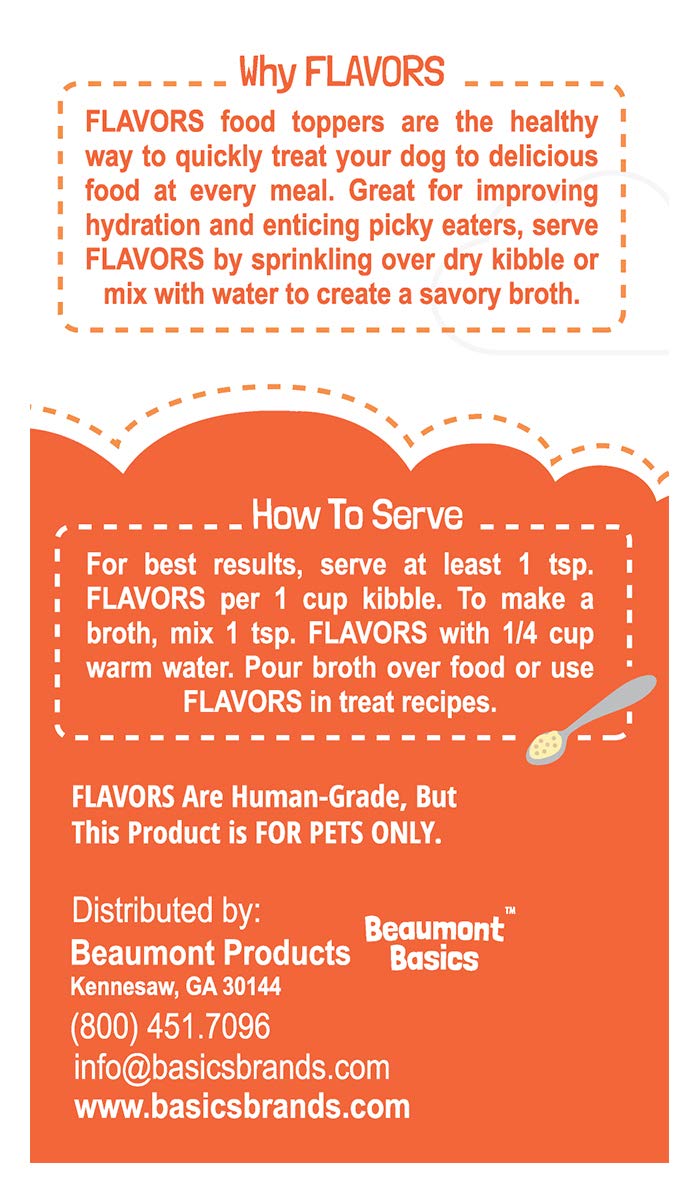 BEAUMONT BASICS Flavors Food Topper for Dogs, Peanut Butter Recipe, 3.1-Ounce