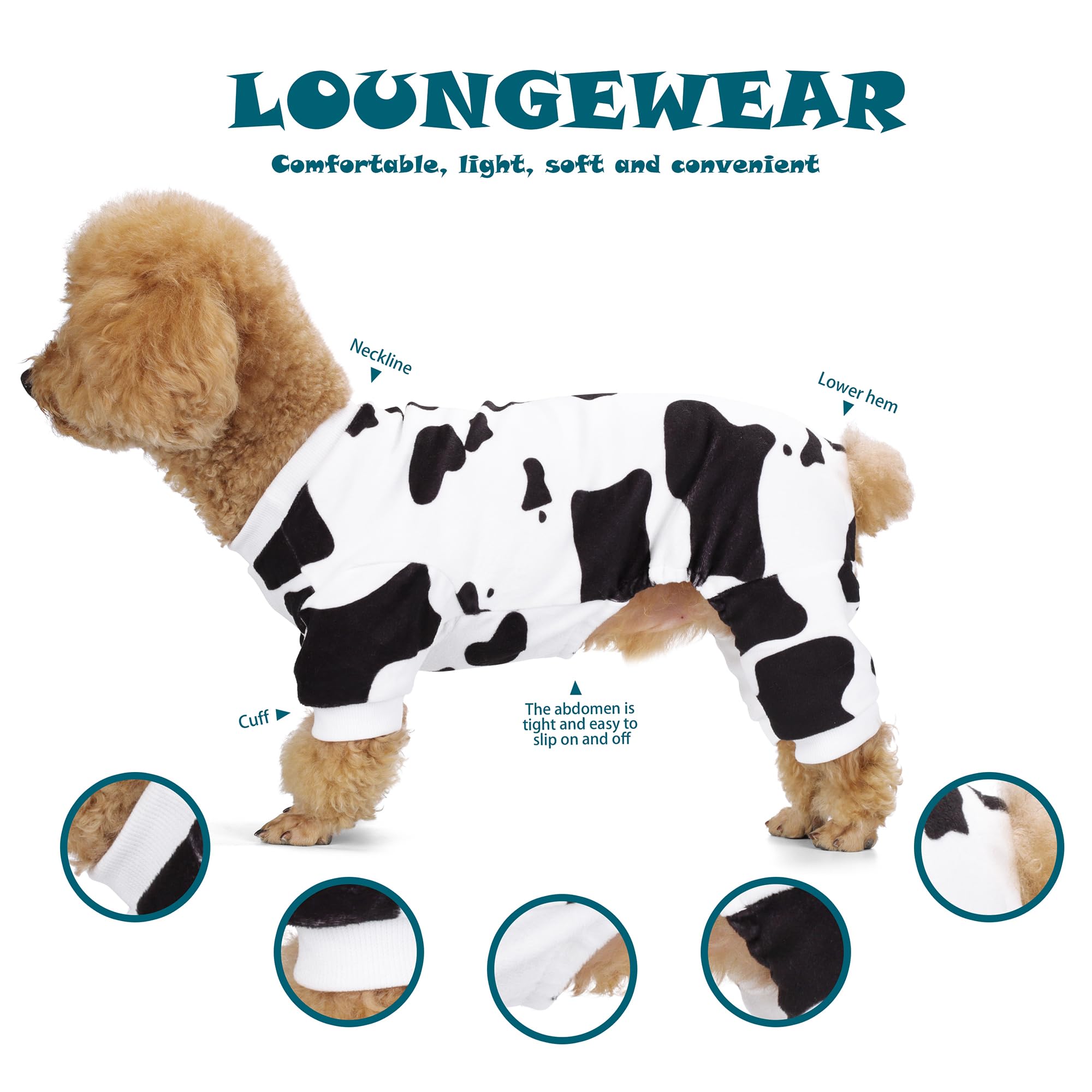 Adorable Cow Print Dog Pajamas - Lightweight, Cozy Four-Legged Outfit For Small To Large Dogs And Cats, Soft And Snuggly Pet Wea