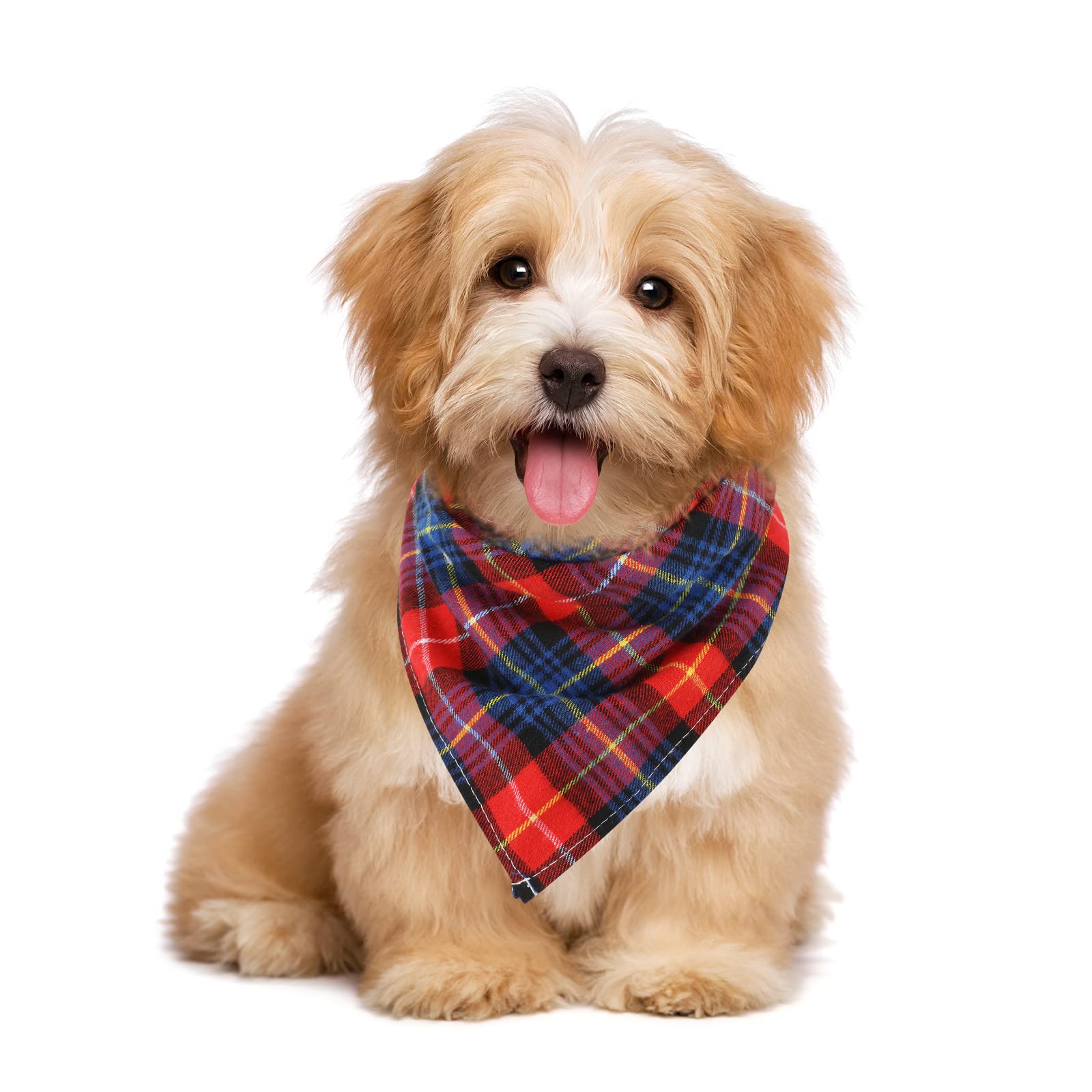 Syhood 12 Piece Dog Bandanas Plaid Dog Scarf Pet Triangle Bibs Adjustable Accessories Bulk Kerchief Buffalo Plaid Bandanas Decor For Small Or Medium Cat Dog Pet (Lattice Graphic)