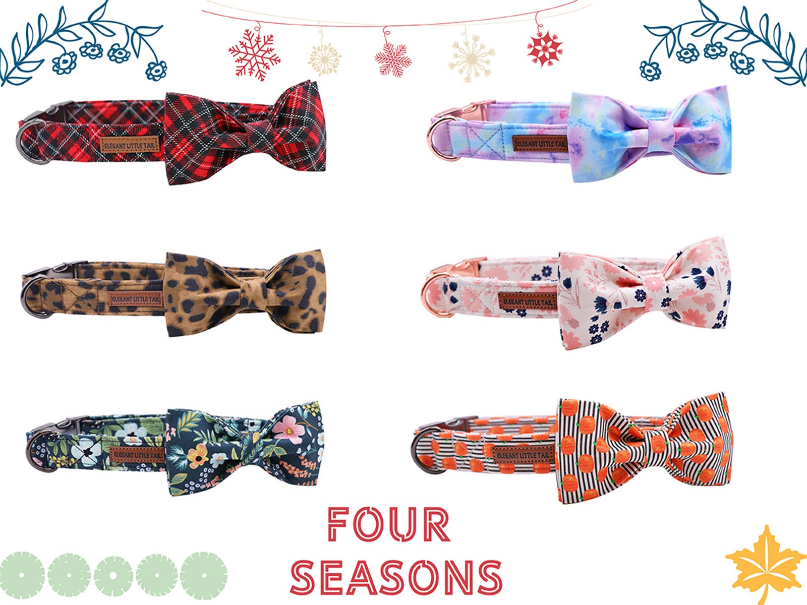 Elegant Little Tail Dog Collar With Bow, Soft&Comfy Bowtie Dog Collar, Adjustable Pet Gift Collars For Small Medium Large Dogs
