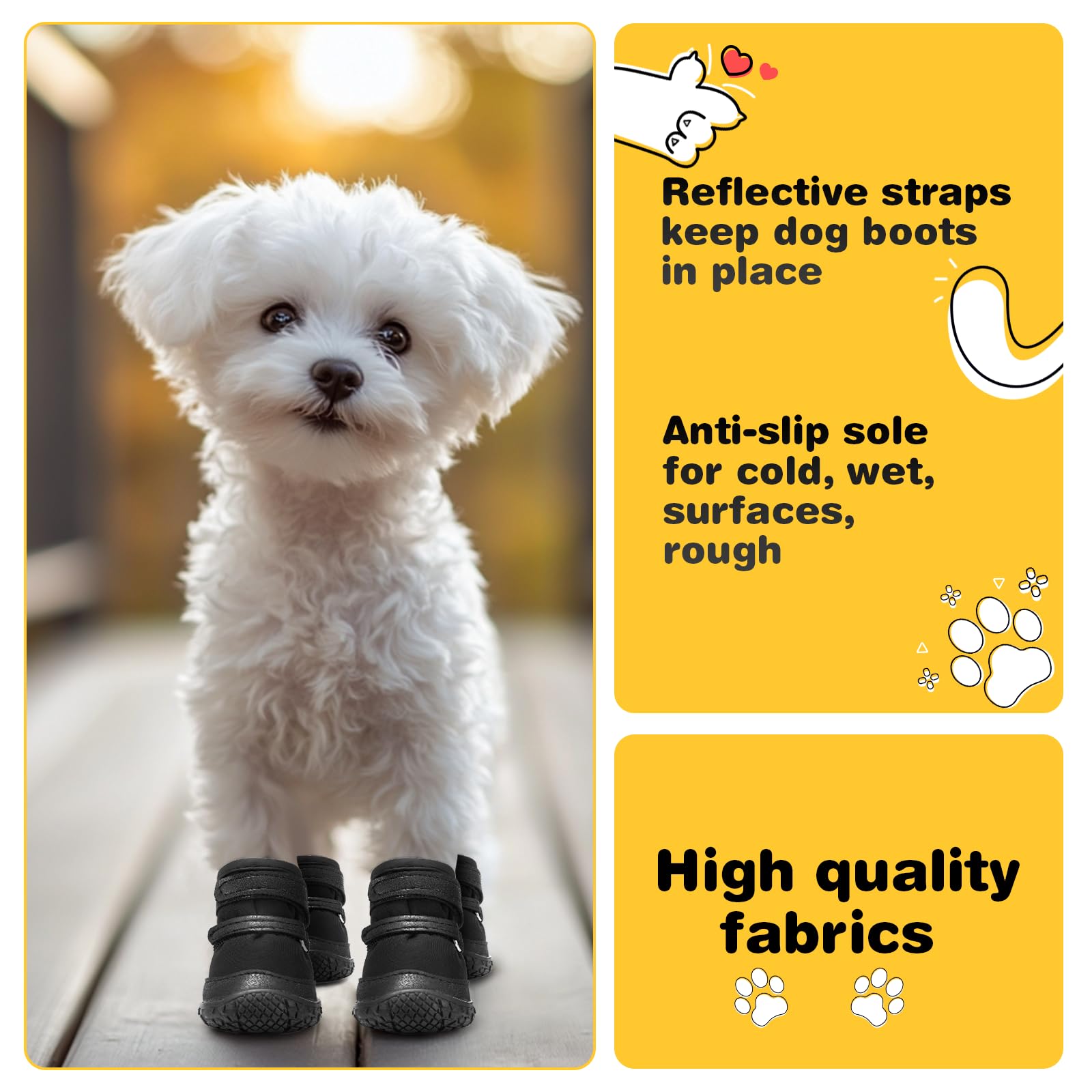 Hcpet Dog Shoes For Small Dogs, Puppy Dog Boots & Paw Protectors For Winter Snowy, Summer Hot Pavement, Outdoor Walking Adjustab
