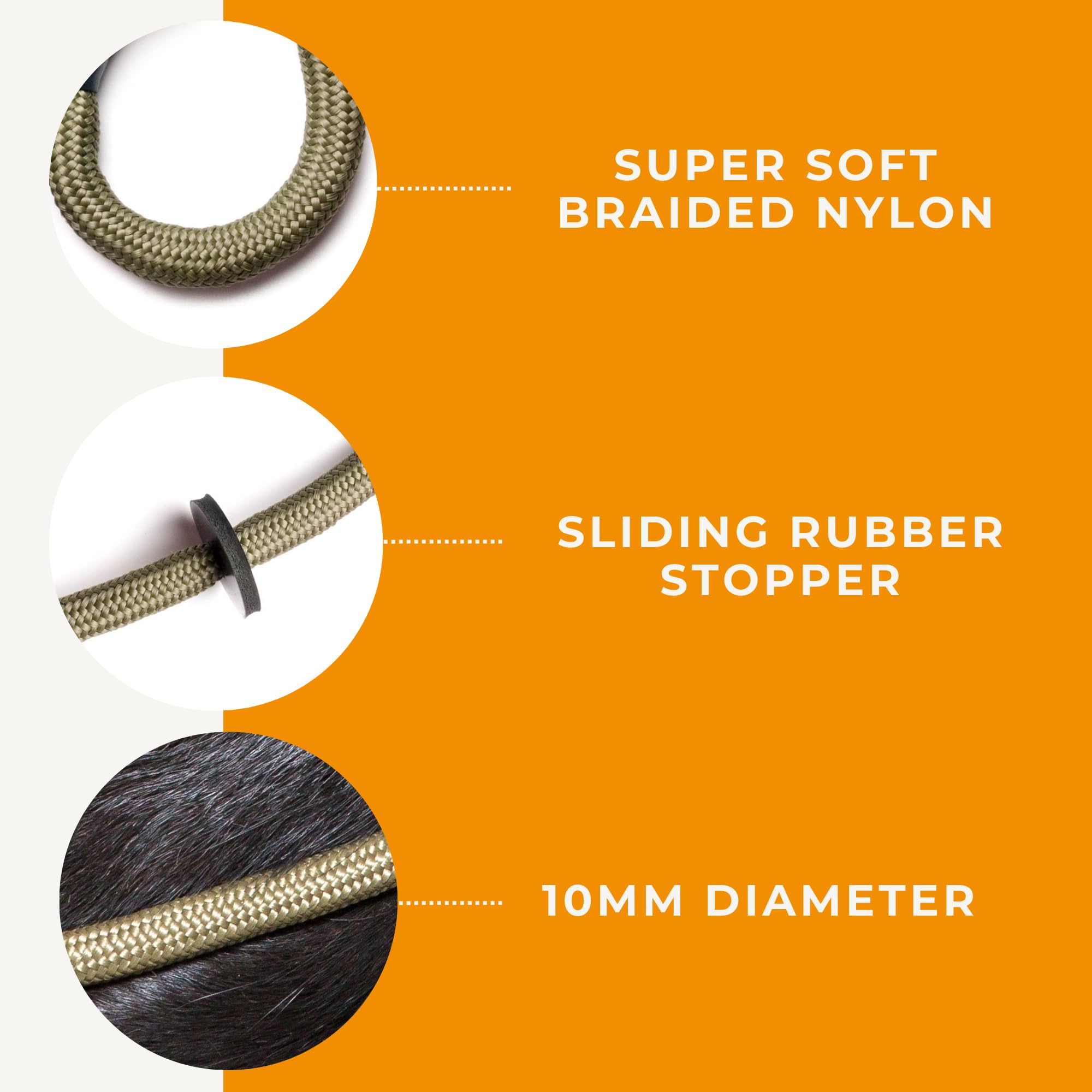 Dog & Field Deluxe Gundog Slip Leash - Green. Super Soft Braided Nylon Slip Leash For Dogs With Rubber Stopper, Easy To Slip On, No Collar Or Harness Needed. One Size Fits All Training Leash For Dogs