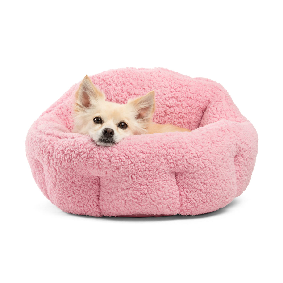 Best Friends By Sheri Orthocomfort Deep Dish Cuddler Sherpa Cat And Dog Bed, Pink, Standard