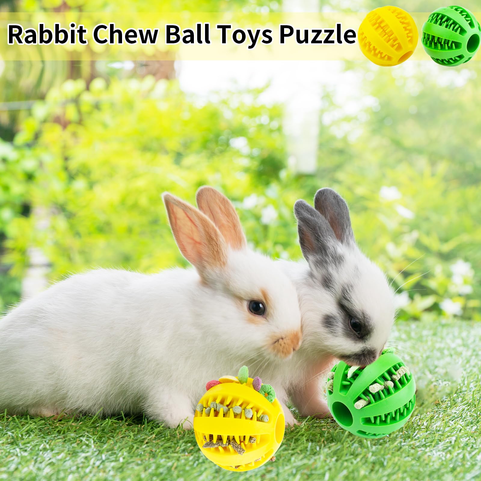 Ooxyg Rabbit Teething Toys Ball Small Animals Play Balls Treat Dispensing Rabbit Balls Puzzle Chew Balls & Rolling Toys For Bunn