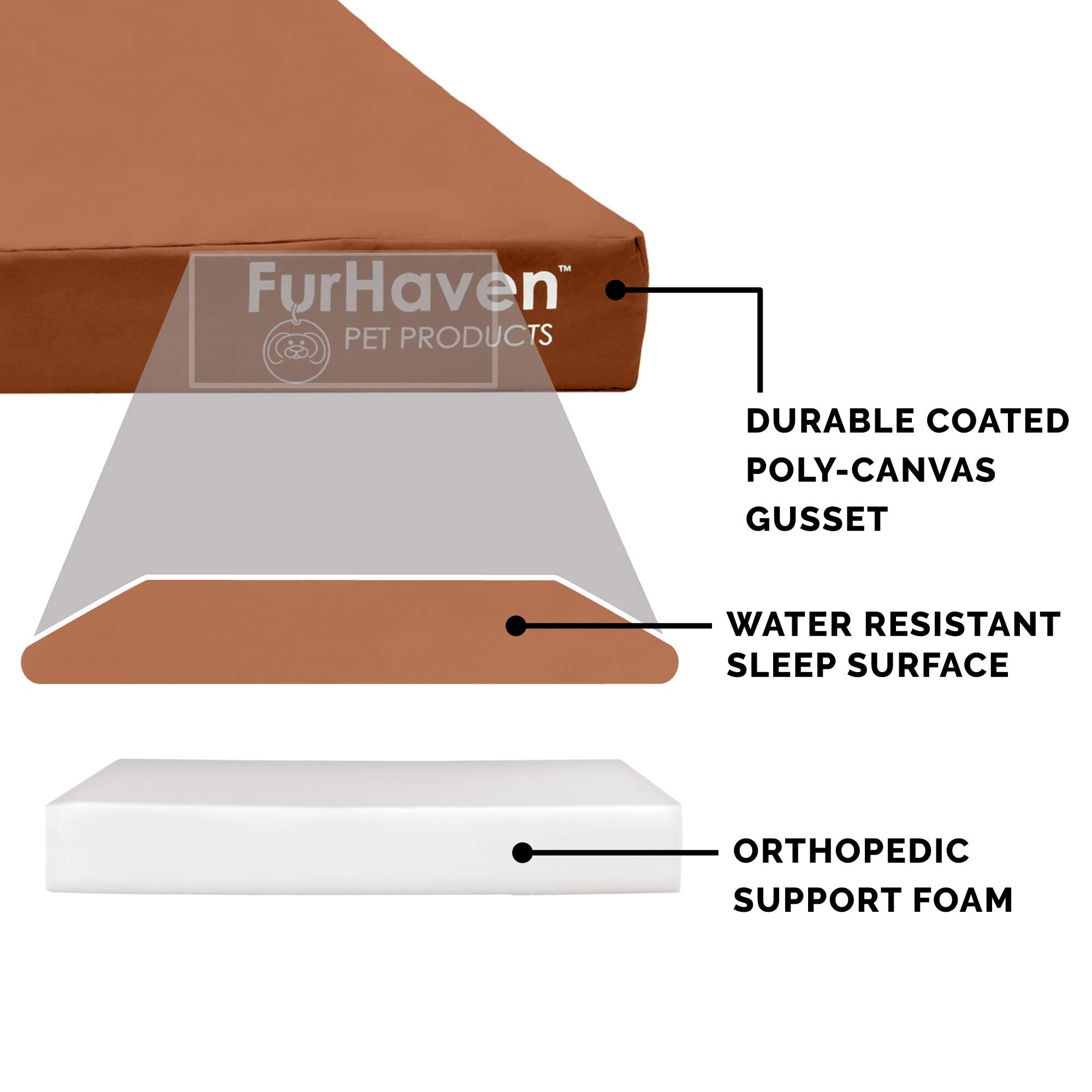 Furhaven Water-Resistant Orthopedic Dog Bed for Large Dogs w/ Removable Washable Cover, For Dogs Up to 125 lbs - Indoor/Outdoor