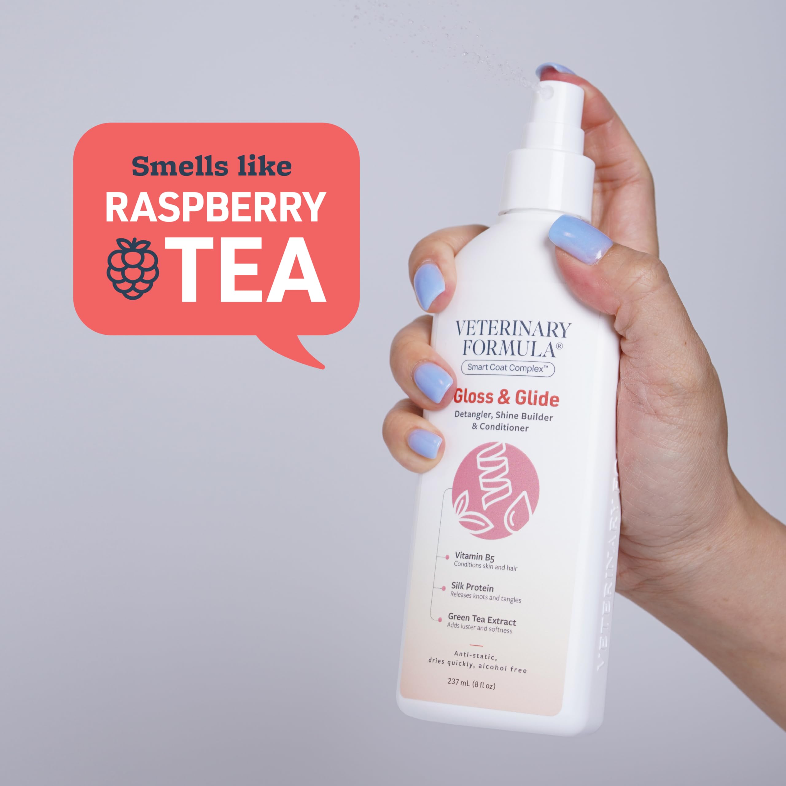 Veterinary Formula Smart Coat Complex Gloss & Glide Detangler, 8 Fl Oz - Shine Builder, Conditioner Spray For Dogs - Quickly Det