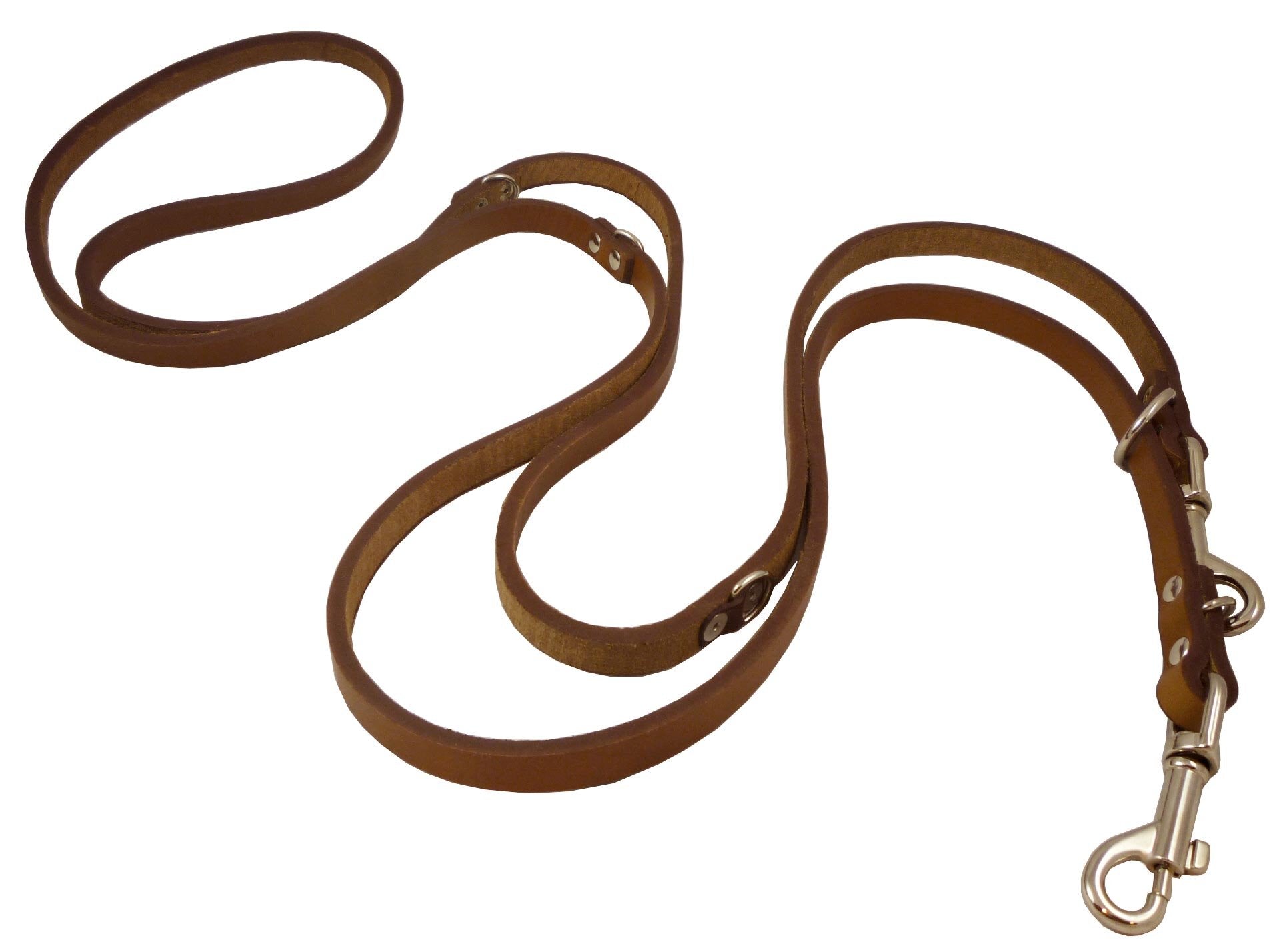 Dogs My Love 6-Way European Multifunctional Leather Dog Leash, Adjustable Schutzhund Lead Brown 41'-78' Long, 1/2' Wide (12 Mm)