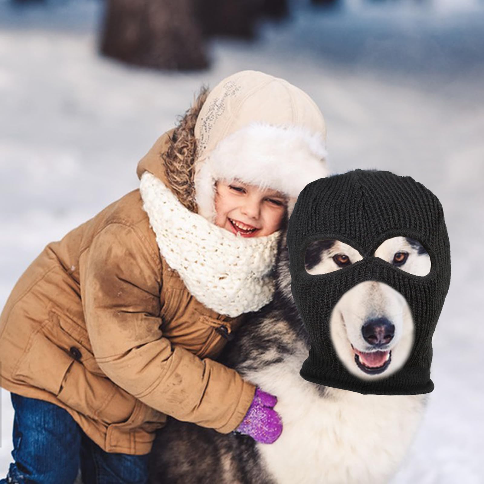Howwfaly Dog Halloween Christmas Costume Dog Ear Muffs Noise Protection Knitted Dog Ears Warm Hats Dog Robbers & Thieves Mask Fu