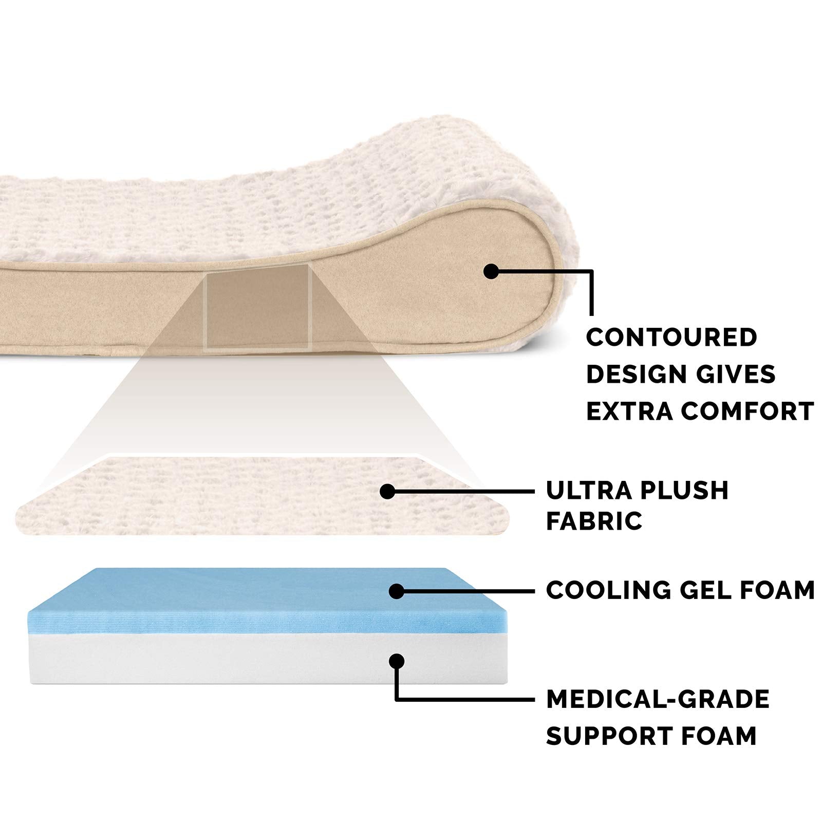 Furhaven Cooling Gel Dog Bed for Extra Large Dogs w/ Removable Washable Cover, For Dogs Up to 180 lbs - Ultra Plush Faux Fur & S