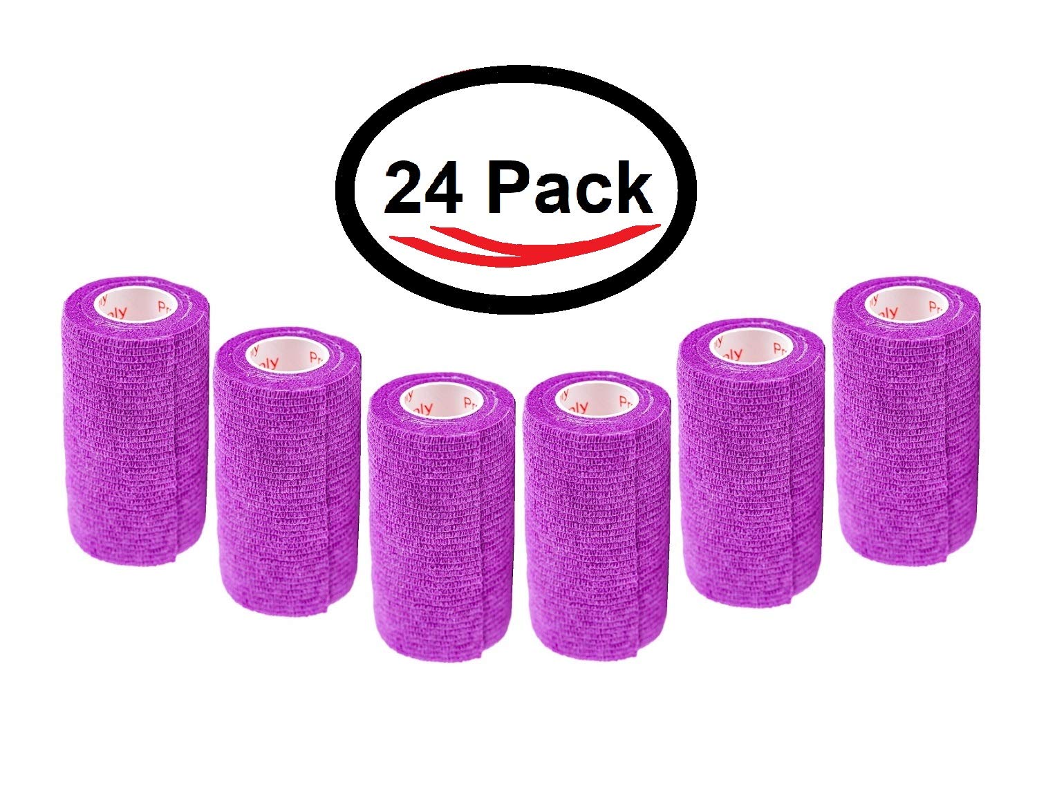 3 Inch Vet Wrap Tape Bulk (Purple) (Pack of 24) Self Adhesive Adherent Adhering Flex Bandage Grip Roll for Dog Cat Pet Horse