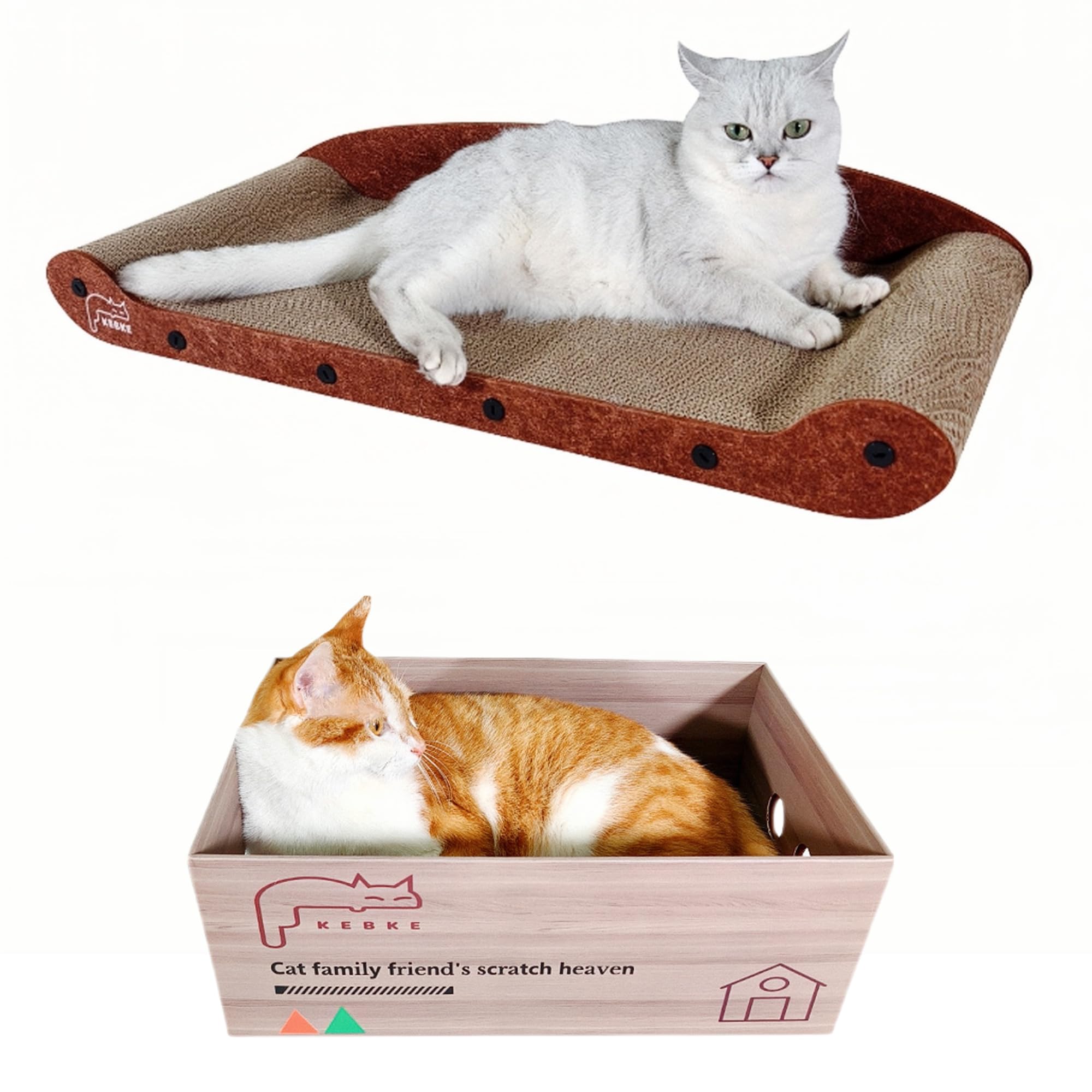 Kebke Cat Scratcher Bed 30 Inch Cat Couch Scratcher &17.5 Inch Cat Scratch Box With Refillable Scratch Pad Cat Scratchers For In