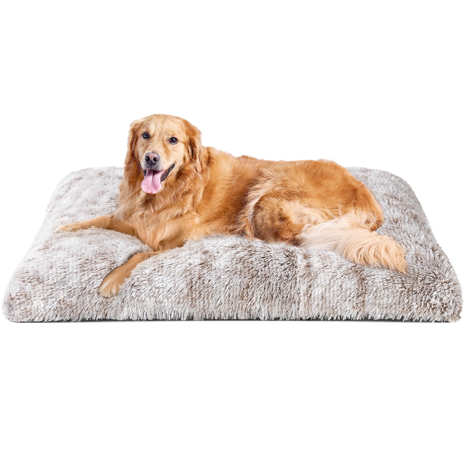 Eheyciga Fluffy Dog Crate Bed For Extra Large Dogs, Plush Faux Fur Pet Crate Pad, Calming Anti Anxiety Xl Dog Bed, Washable Soft
