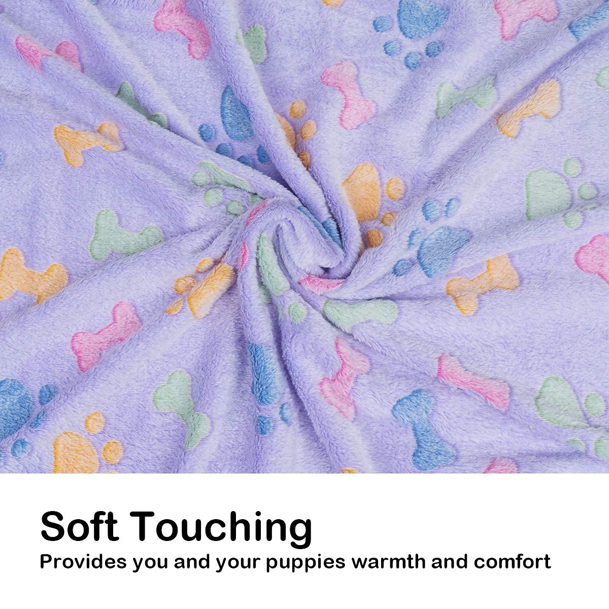 Dono 1 Pack Soft Fluffy Fleece Blanket For Small, Medium And Large Dogs - Paw Print Pink Pet Blanket Mat