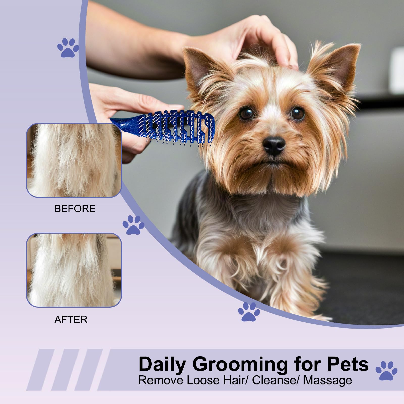 Maeelou Ridge Design Puppy Brush, Soft Bristle Gentle Grooming Tool, Pet Hair Care, Suitable Small Dog : Yorkie, Maltese, Shih T
