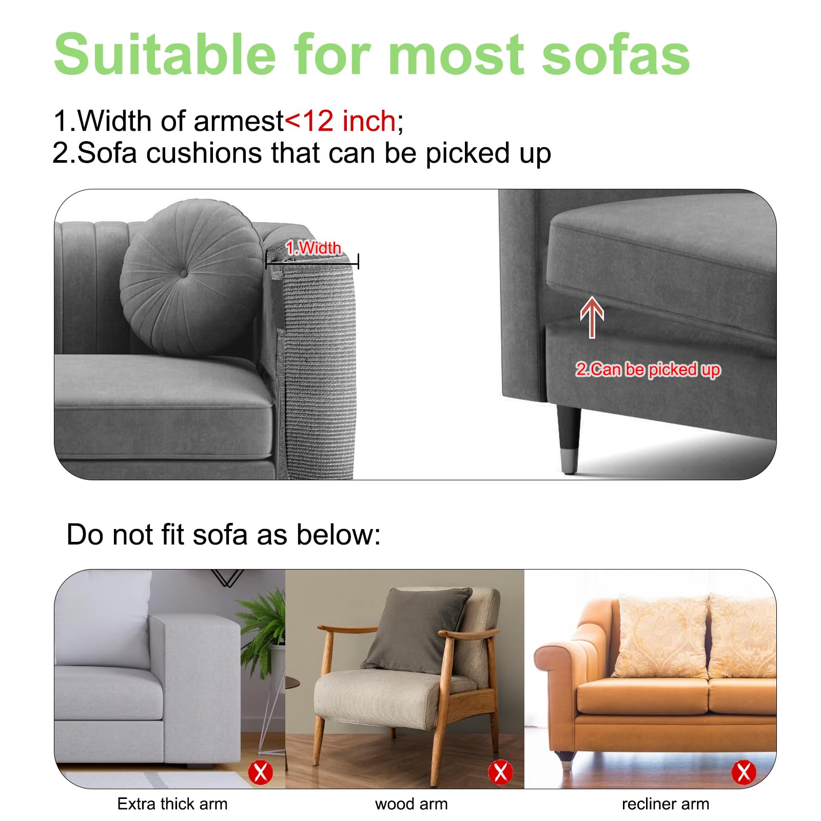 Cat Scratch Couch Protector,23.6L*19.6W Inch Scratching Furniture Protector Pad,Cat Scratch Sofa Arm Sheild With Grey Natural Si