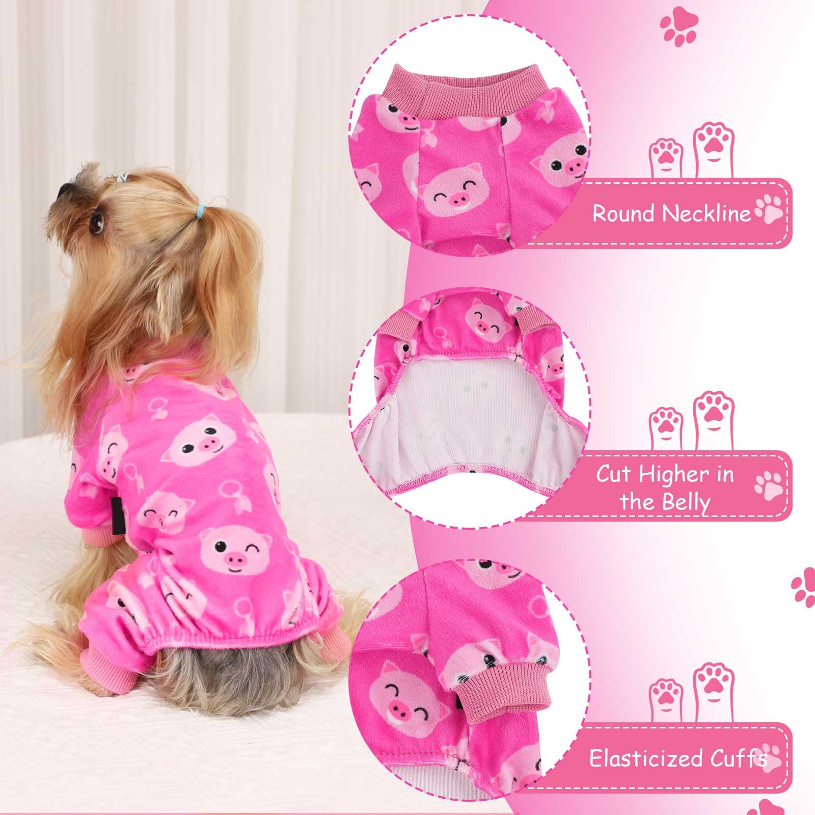 Kosiyi Dog Clothes for Small Dogs Girl Boy Dog Pajamas, Stretch Fleece Winter Spring Outfit, Lightweight Velvet Pet Jumpsuit, Pj