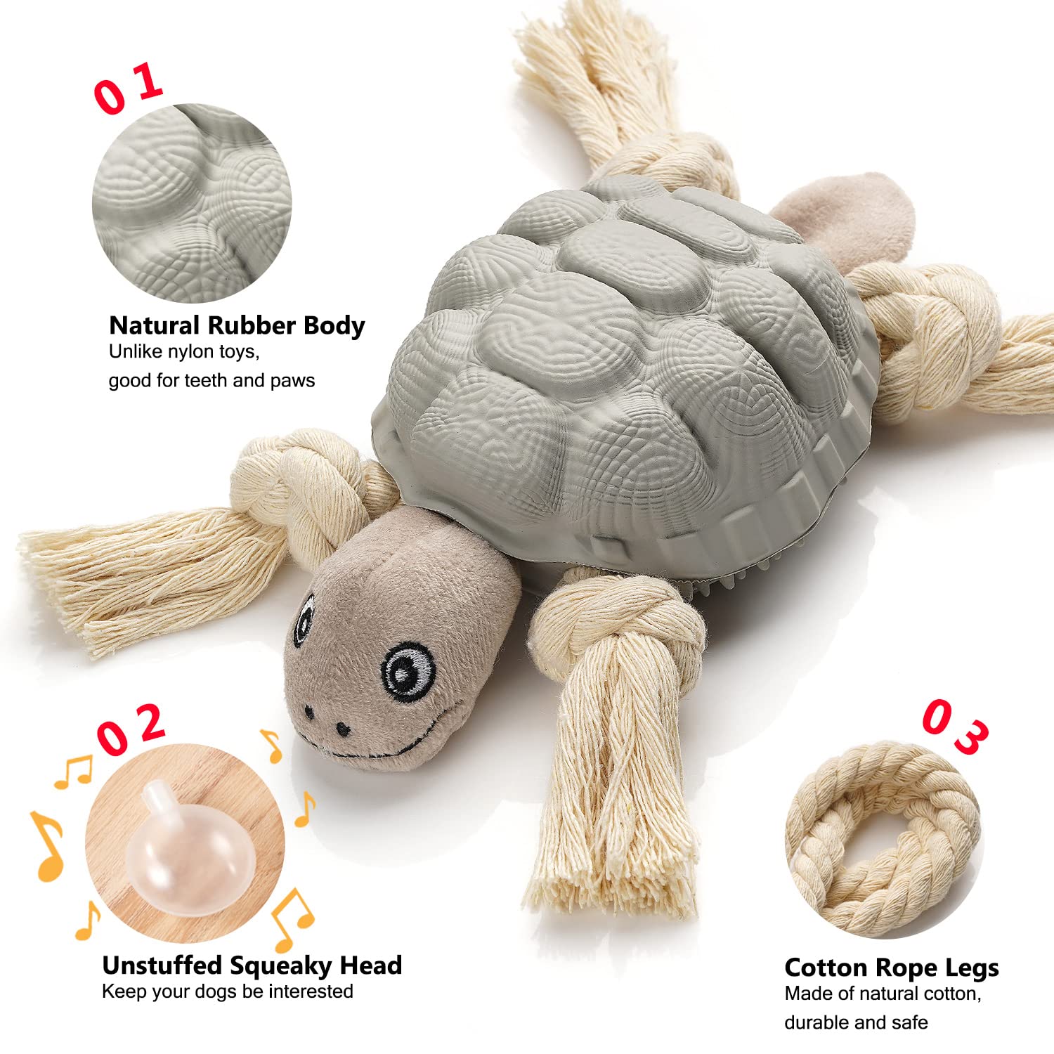 Sedioso Dog Toy Large Breed, Dog Rubber Turtle Toy, Dog Treat Dispensing Toy, Dog Squeaky Toy, Aggressive Dog Chew Toy for Middl