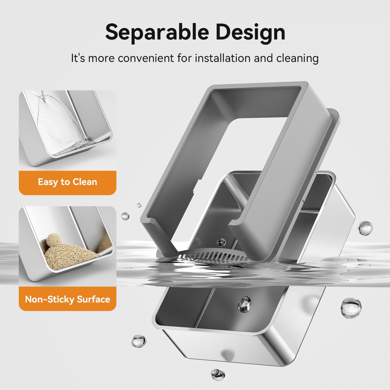 Extra Large XXXL 28  x 20  Cat Litter Box Pan for Big Cats Maine Ragdoll Metal Large Enclosed Stainless Steel Litterbox with Lid