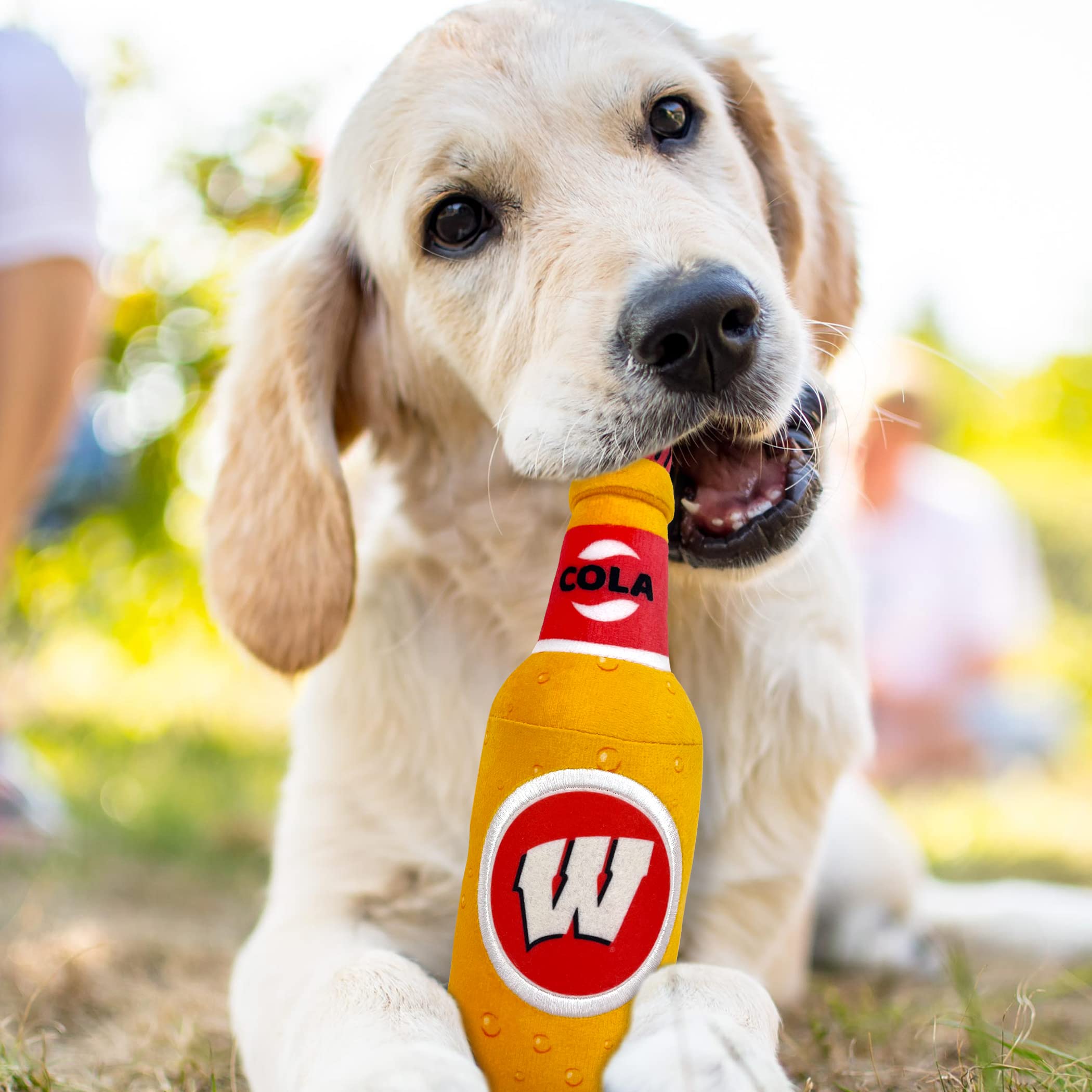 Pets First Ncaa Wisconsin Badgers Beer Bottle Plush Dog & Cat Squeak Toy- Cutest Stadium Soda Bottle Snack Plush Toy For Dogs &