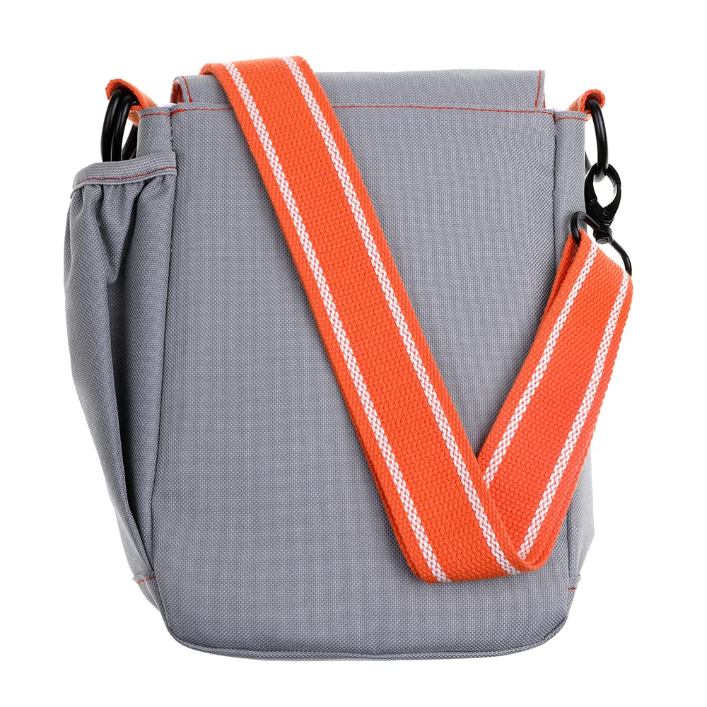 Doog - Large Shoulder Bag With Waterproof Lining, Waterbottle/Tennis Ball Holder, And Waste Bag Holder, Grey With Orange (Sb01)