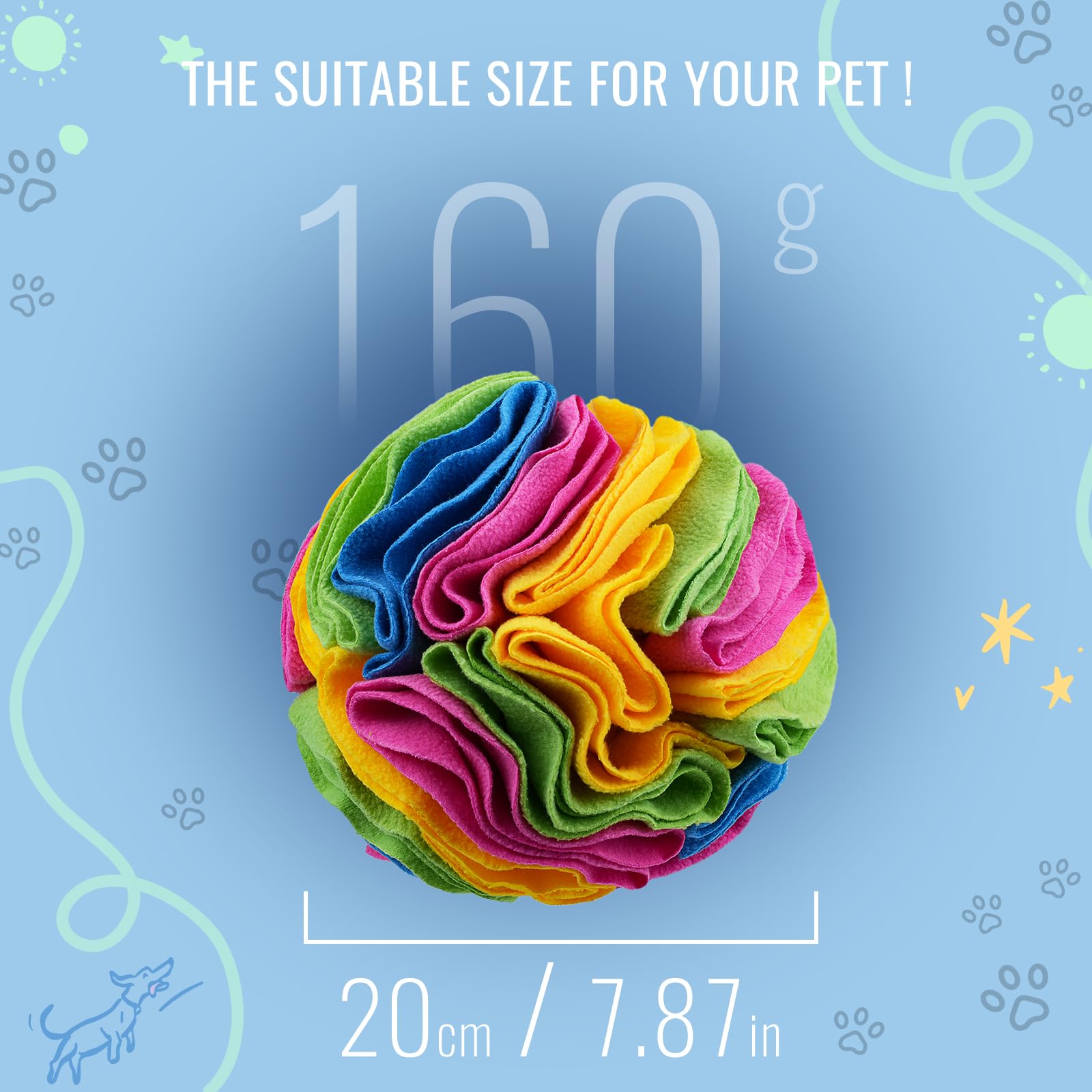 Larimuer Pet Snuffle Ball, Puzzle Sniffing Interactive Dog Toy For Blind Dogs Training, Stress Relief, Dog Enrichment, Treat Bal