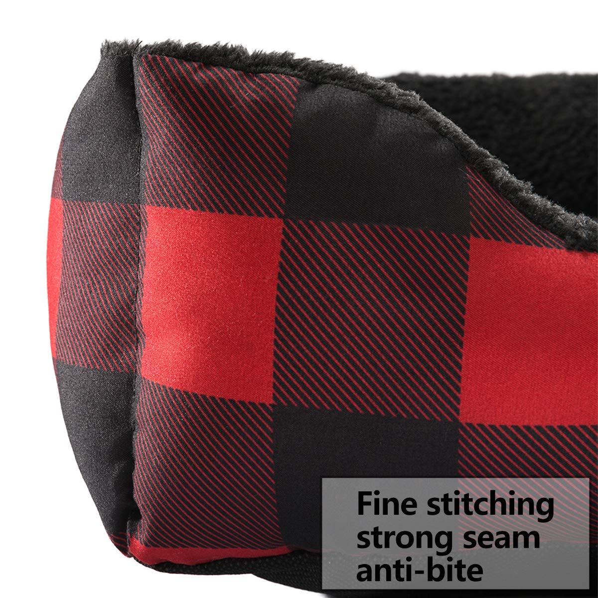 Hollypet Printed Flannel Rectangle Plush Dog Cat Bed Self-Warming Pet Bed, Red Checked