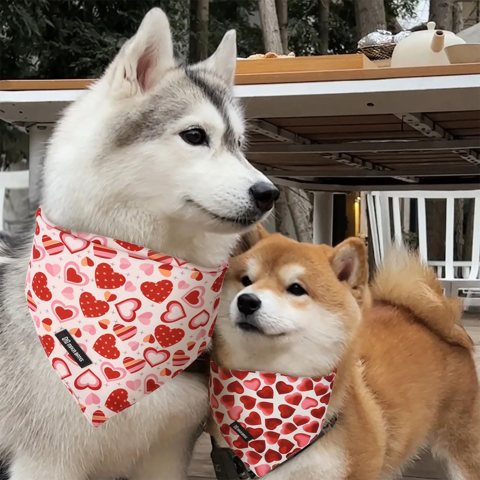 Maca Bates 2 Pack Red Love Heart Valentine'S Day Dog Bandana Bulk Valentines Gift Dogs Scarf Soft Puppy Bandanas Pet Kershief Fo