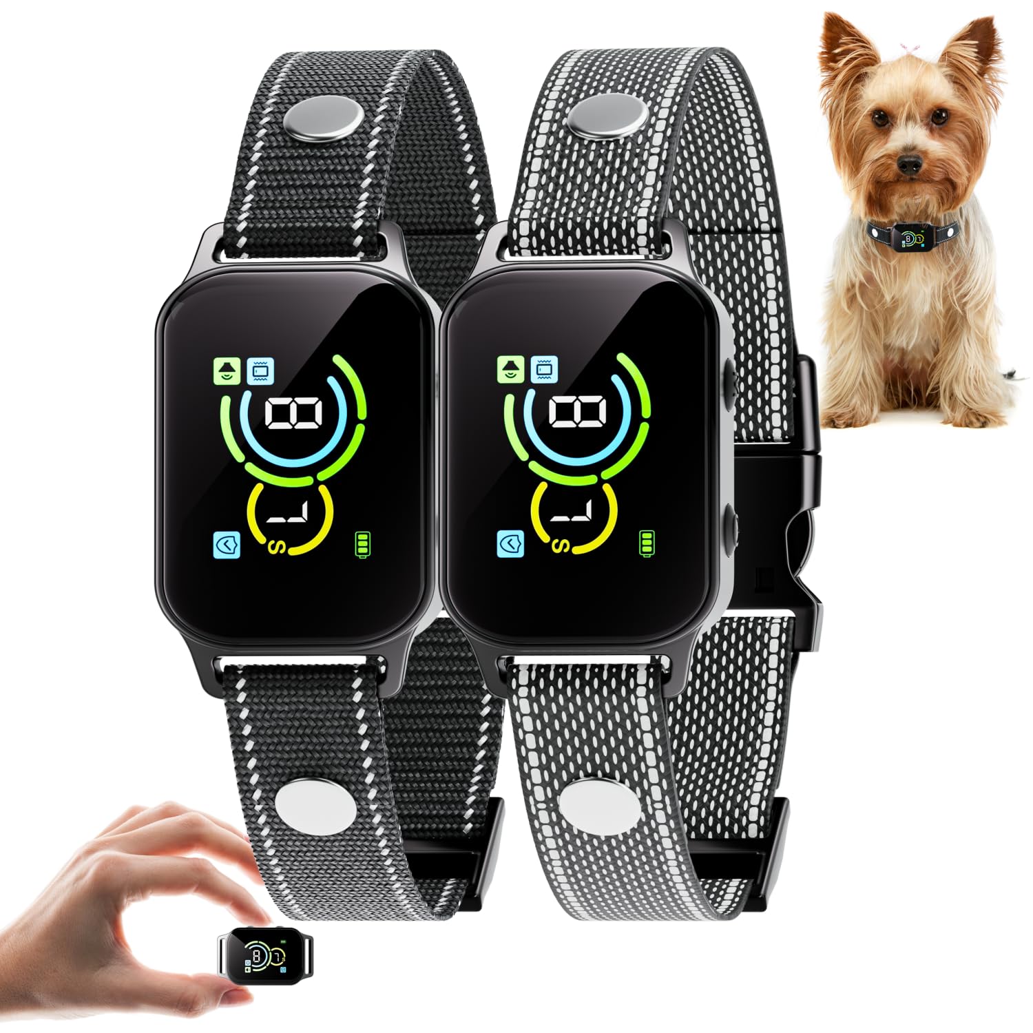 Dog Bark Collar 2 Pack,No Shock Rechargeable Smart Barking Collar For Small Medium Mini Dogs,Anti-Bark Collar For Small Dogs,Bar