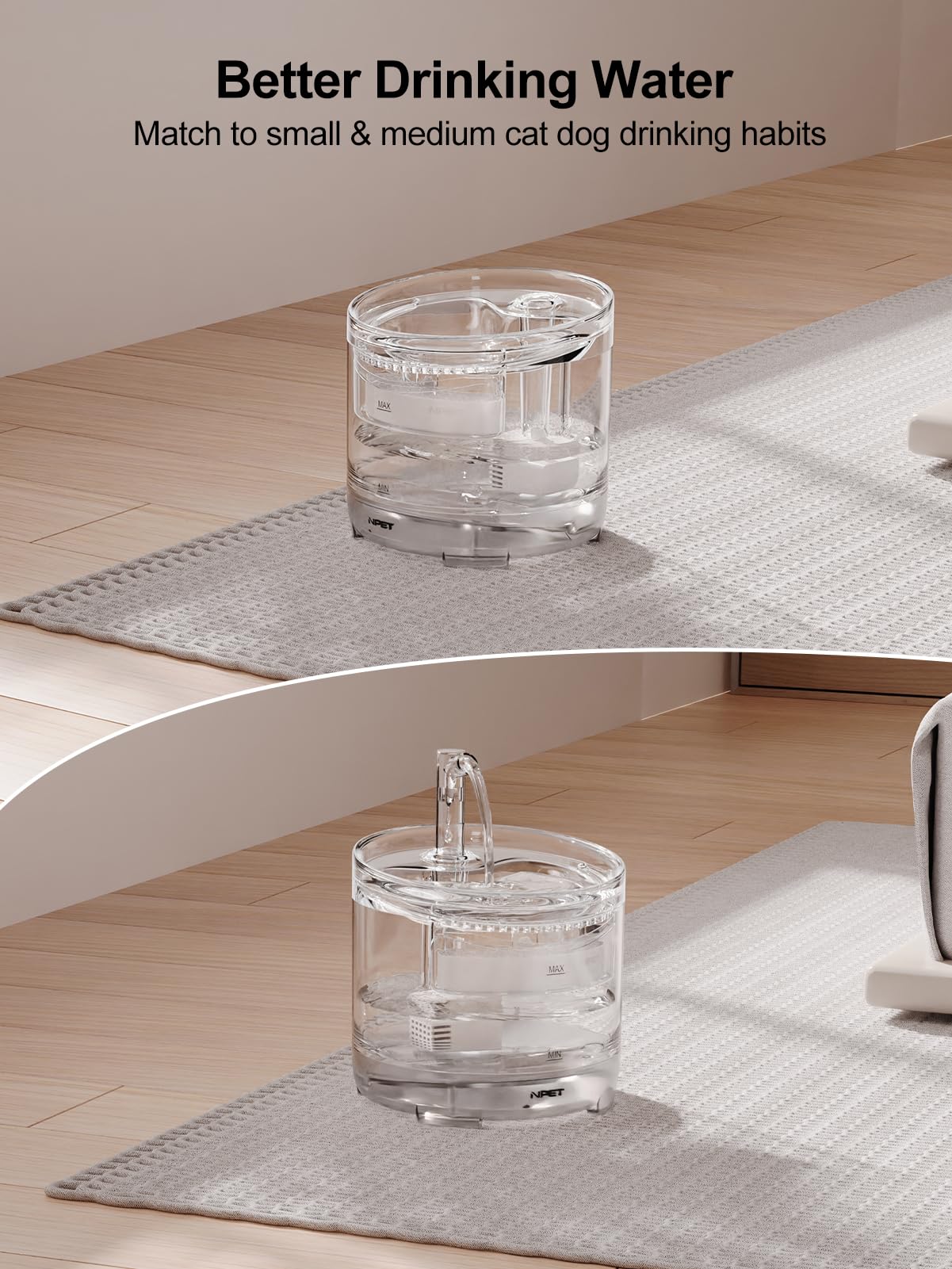 Npet Cat Water Fountain Wf050Tp 1.5L Automatic Pet Drinking Fountain With Replacement Faucet Kit