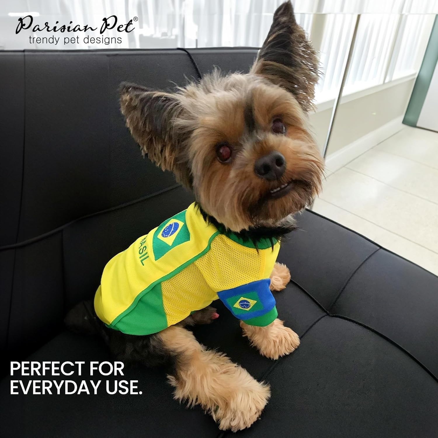 Parisian Pet Dog Jersey - Embroidered  Brasil  Breathable Mesh Fabric Brazil Soccer Outfit - Football, And Olympic Sportswear Br