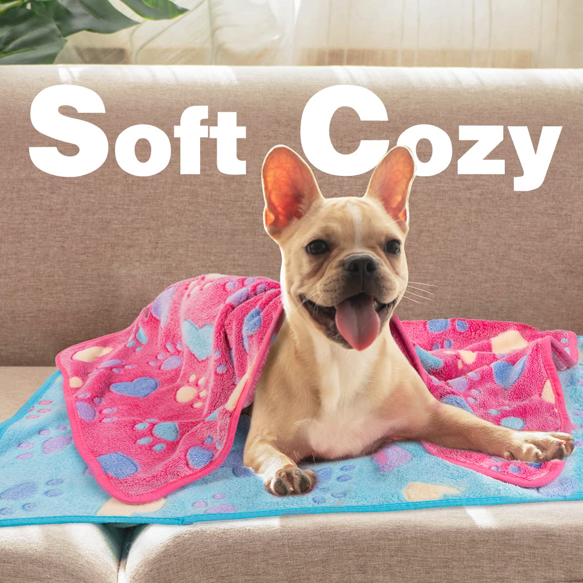 Pet Soft Blankets For Dogs - Fluffy Cats Dogs Blankets For Small Medium & Large Dogs, Cute Print Pet Throw Puppy Blankets Fleece (Heart, 3M)