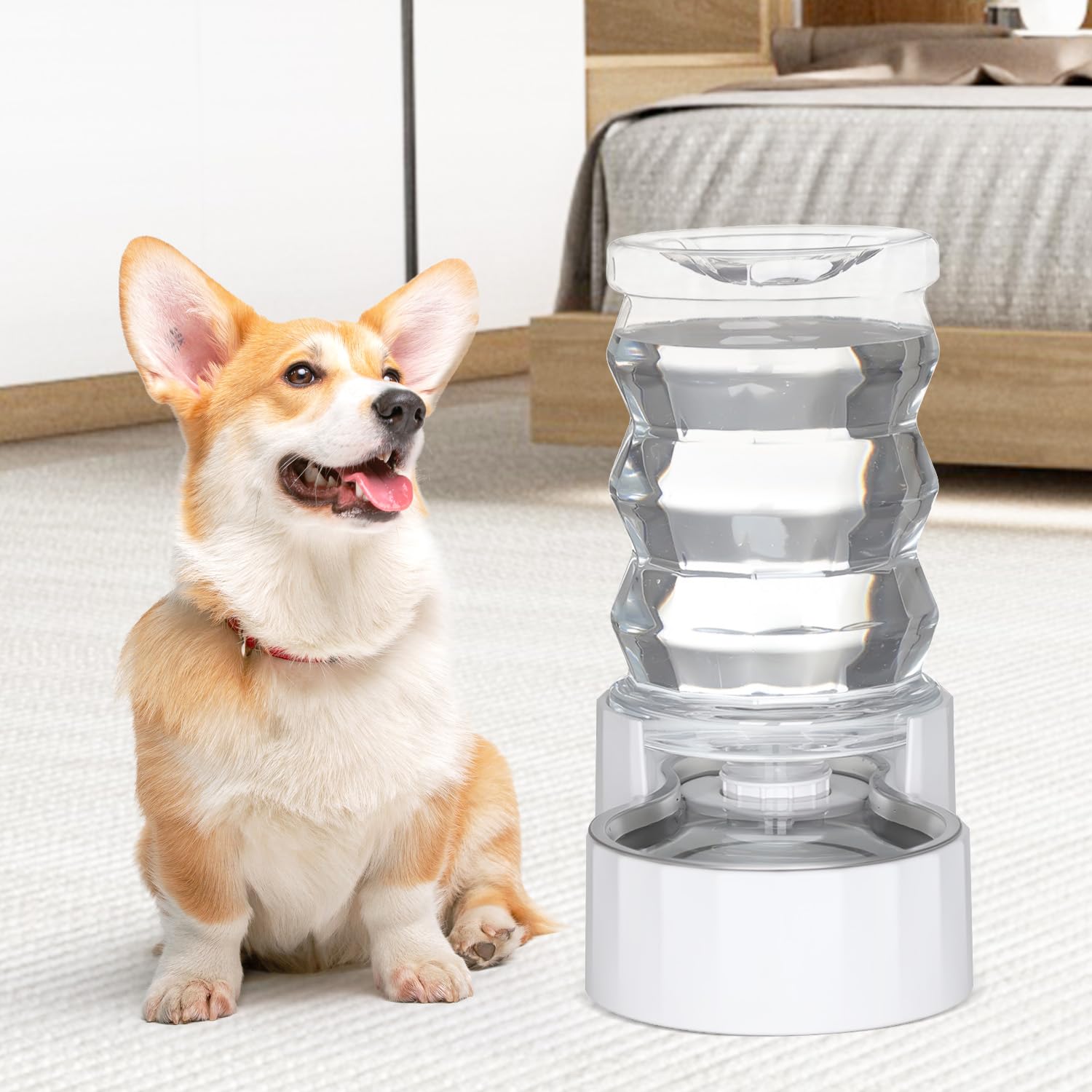 Sfozstra 6L Automatic Pet Waterer, 100% BPA Free, Stainless Steel Gravity Feeder, Convenient Drinking Water Dispenser Designed f