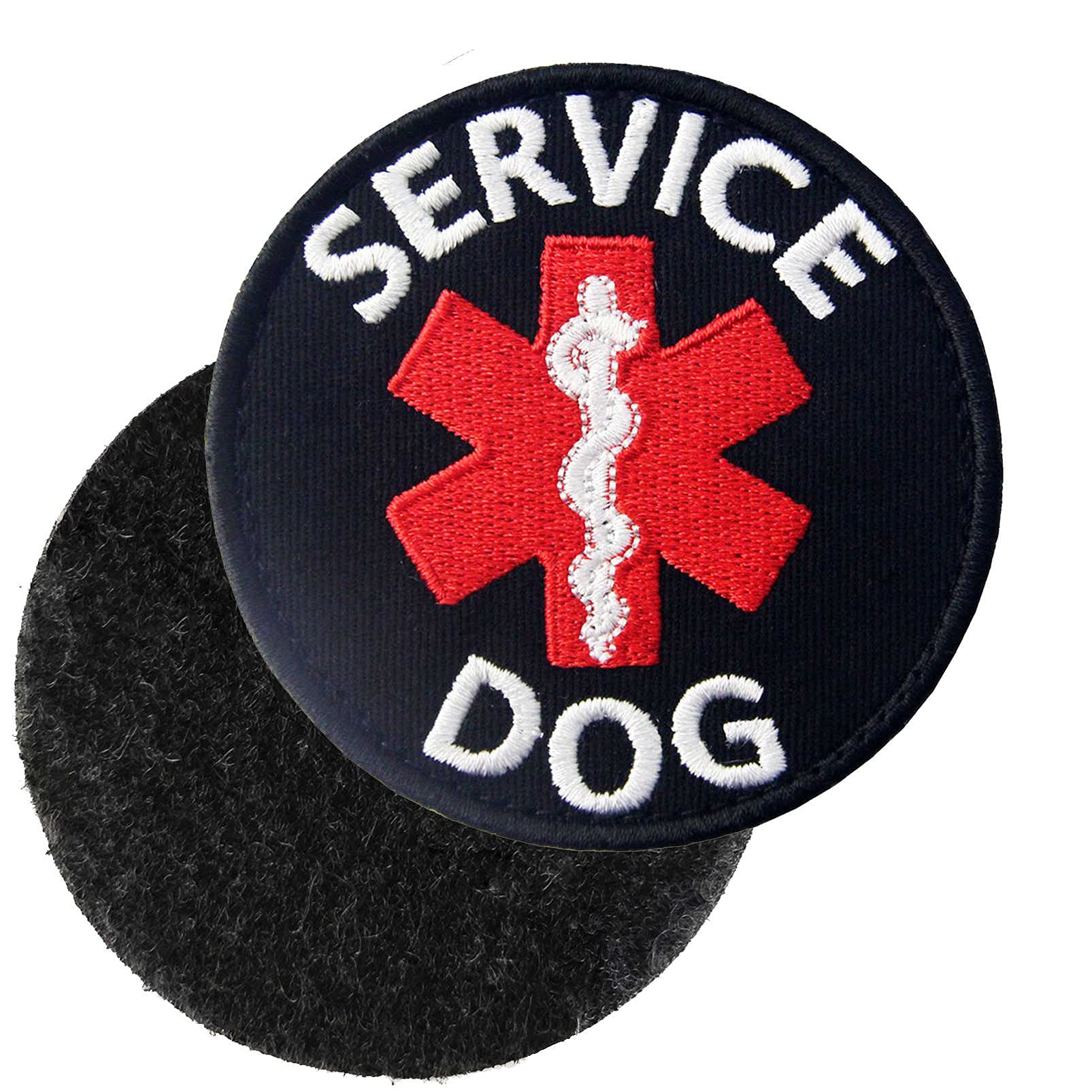 Medical Service Dog Patch, Round Embroidered Tactical Patch With Hook & Loop For Dog Harness Vest Collar