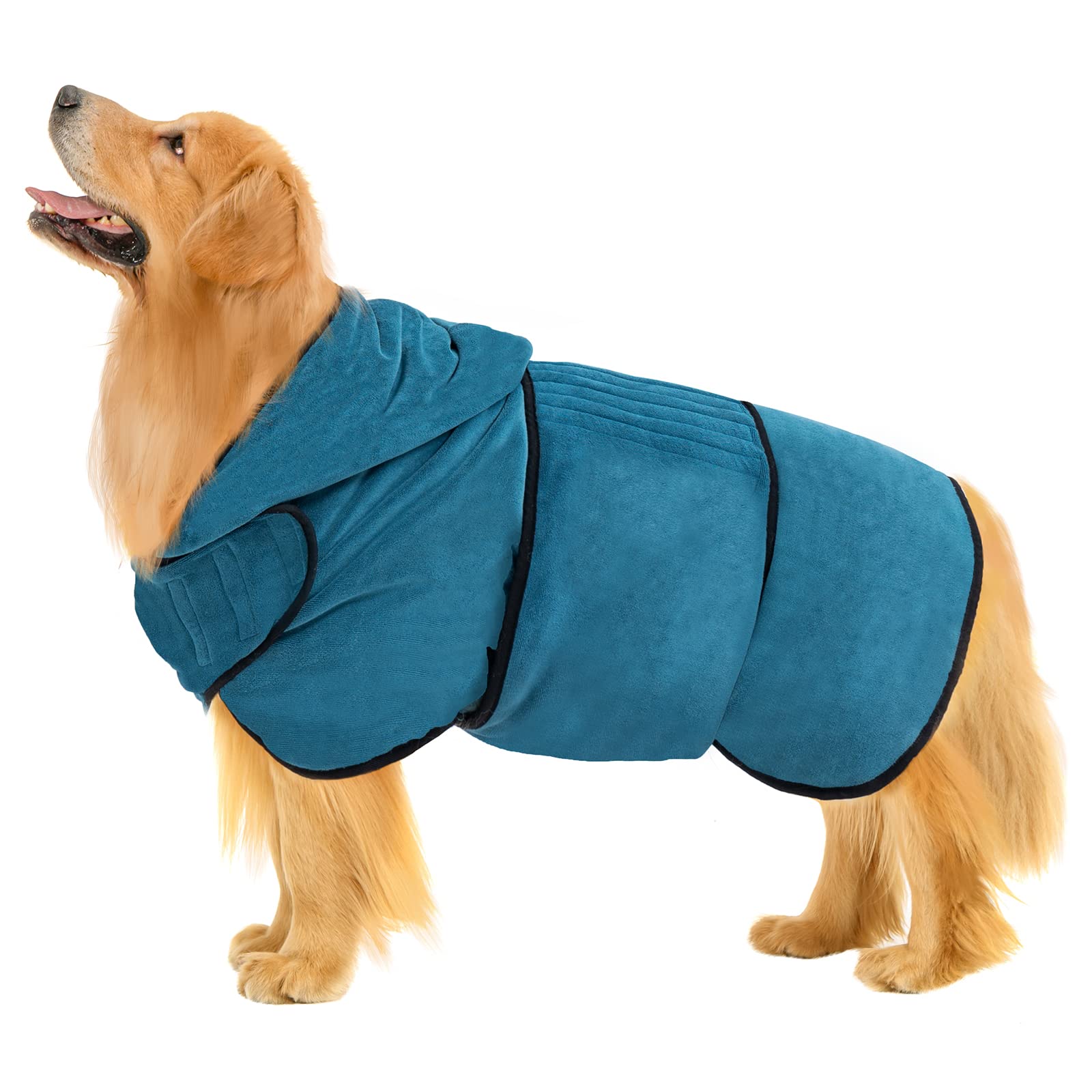 Avont Dog Bathrobe - Super Absorbent Pet Drying Towel Bath Robes After Bath Shower Swim Wet Walk For Puppies -Blue(L)