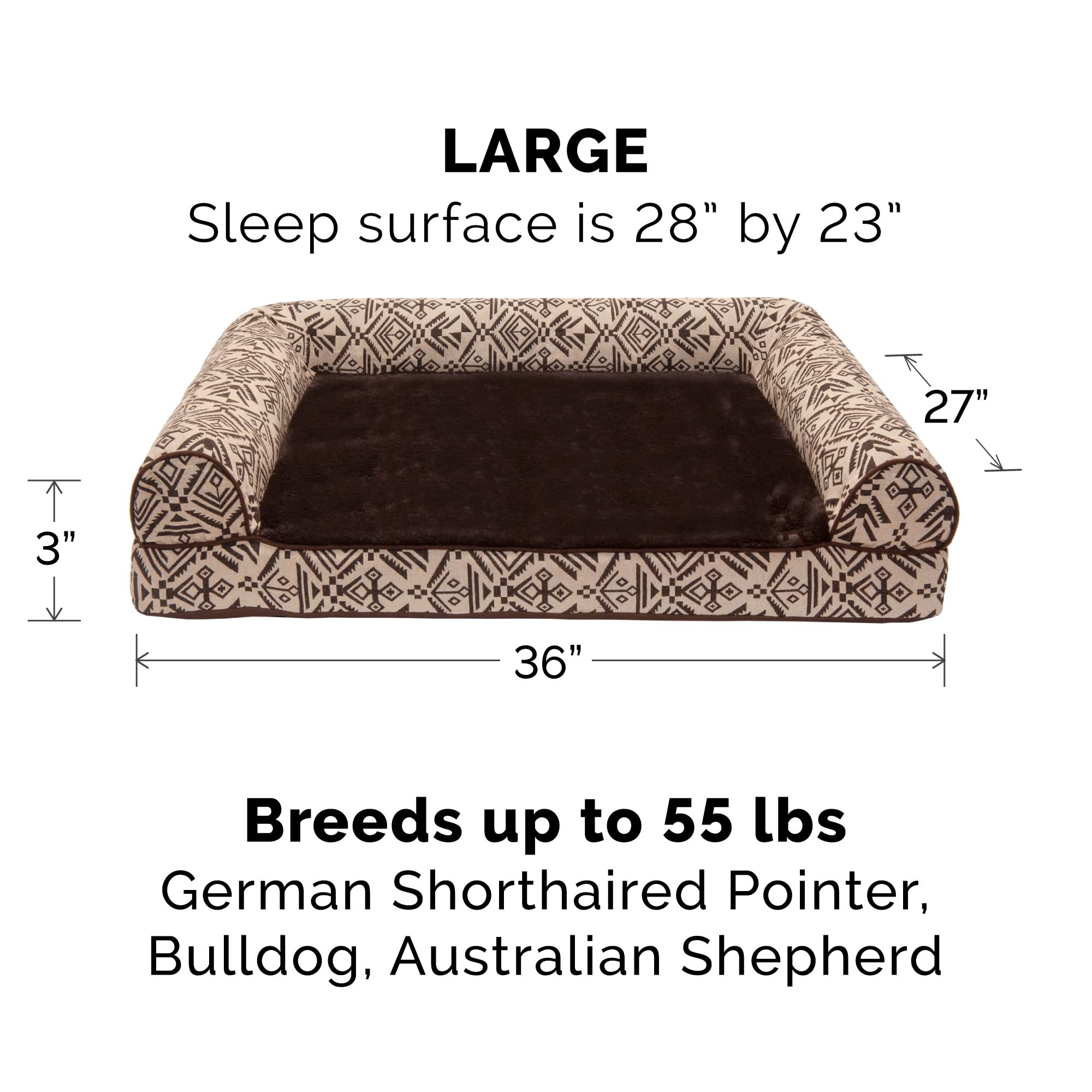 Furhaven Orthopedic Dog Bed for Large/Medium Dogs w/ Removable Bolsters & Washable Cover, For Dogs Up to 55 lbs - Plush & Southw