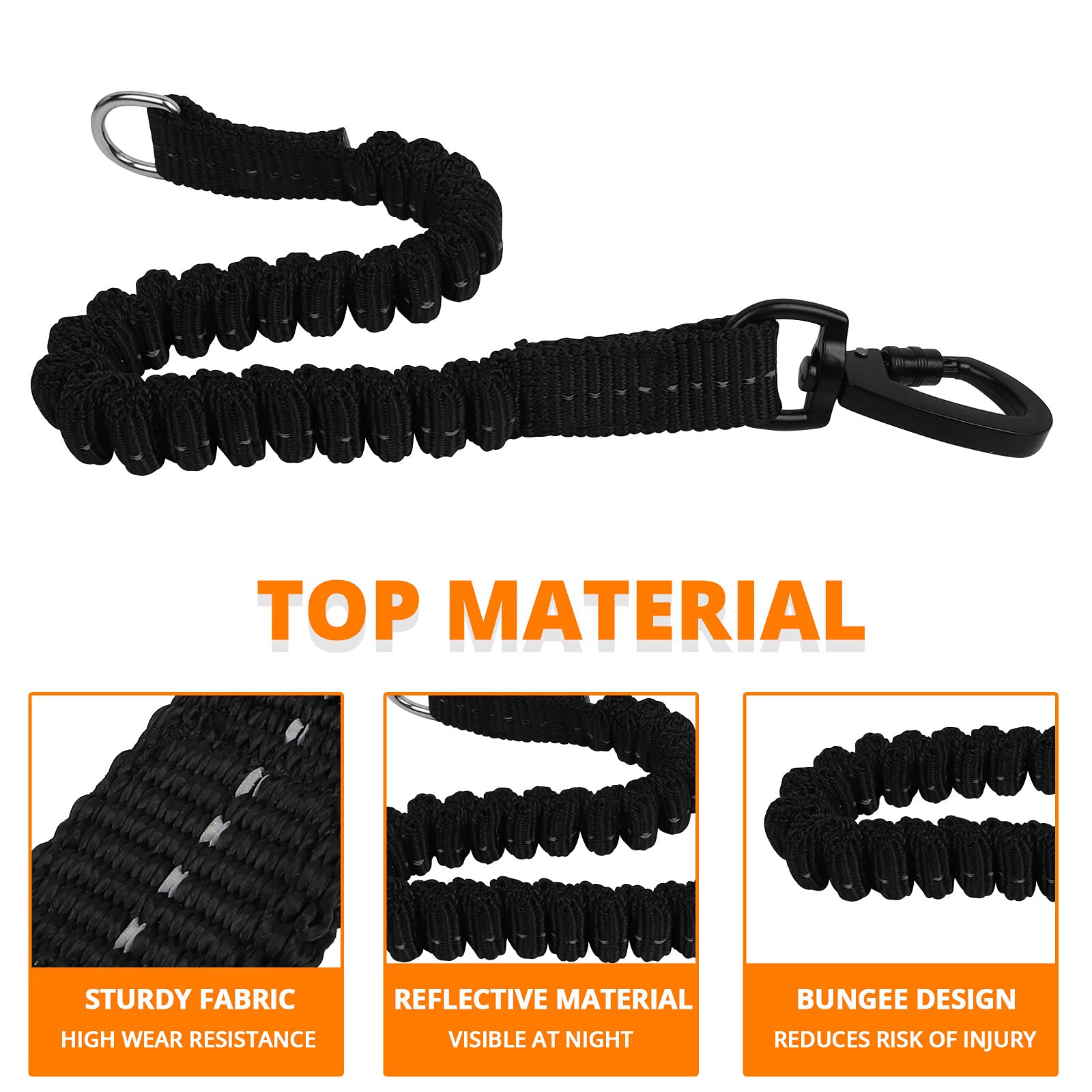 jenico Long Dog Leash 100FT: Heavy Duty Nylon Rope Leashes for Dogs Training with Reflective Threads Bungee and Padded Handle -